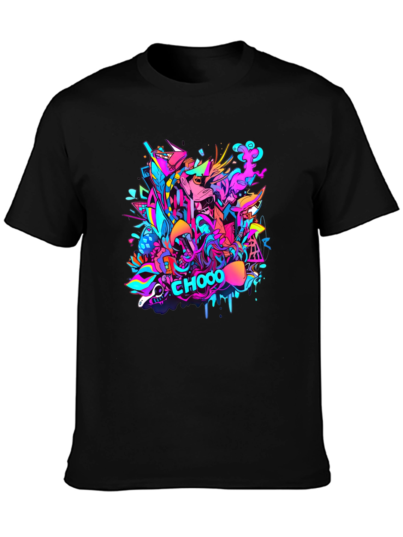 Vibrant Graffiti Art Black T-Shirt - CHOOO