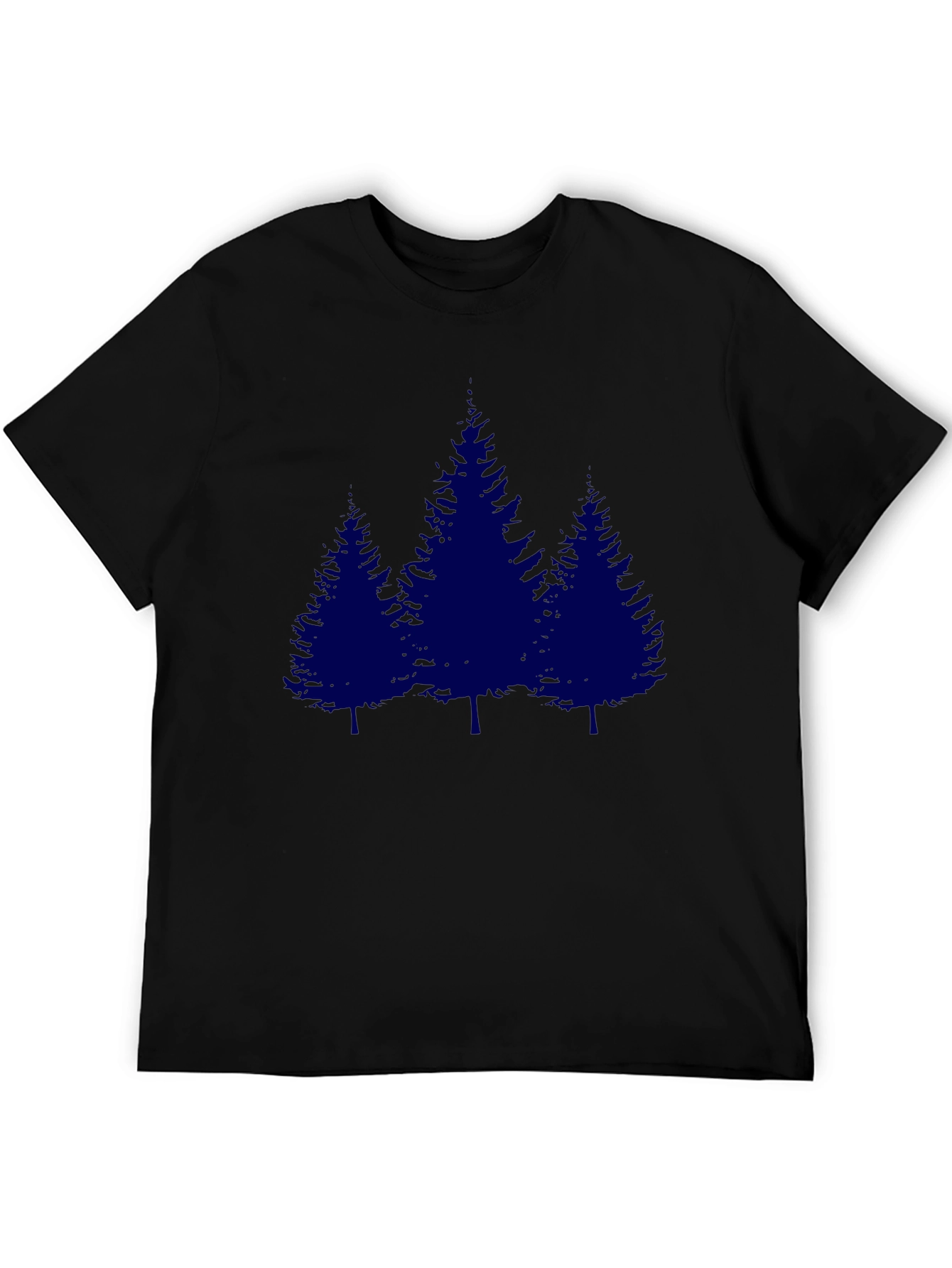 Mens Black T-shirt with Blue Pine Tree Graphic