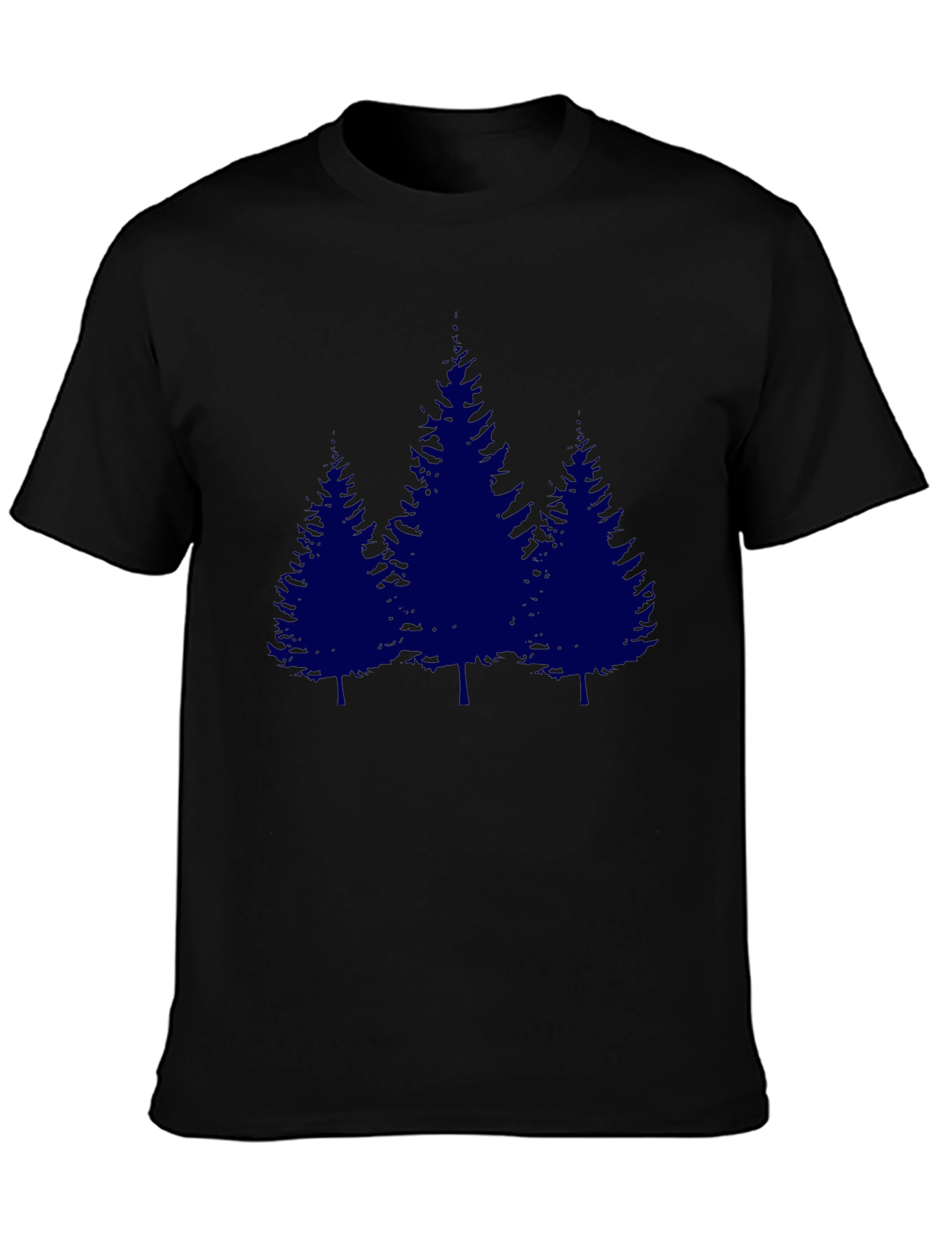 Mens Black T-shirt with Blue Pine Tree Graphic