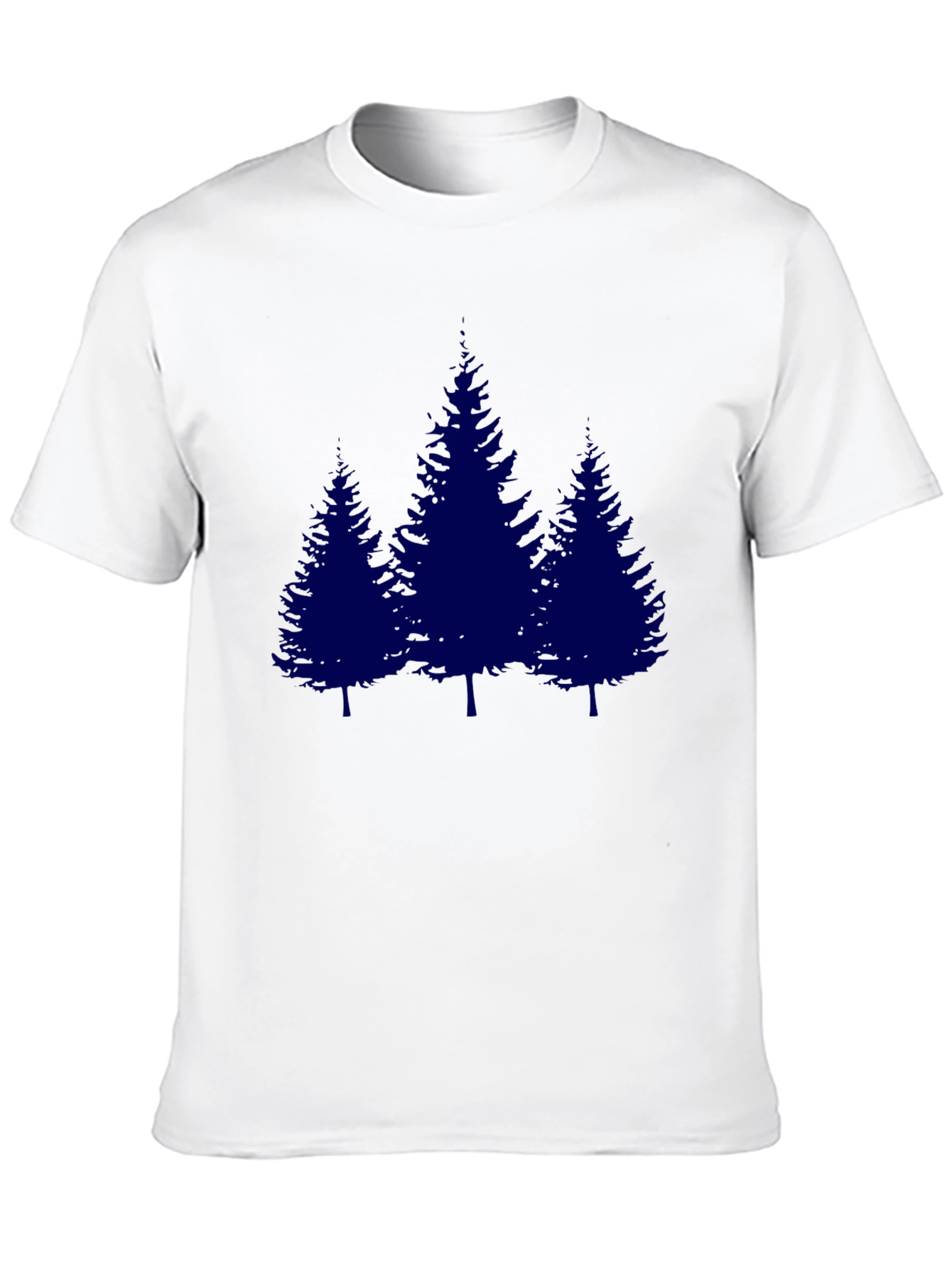Mens Black T-shirt with Blue Pine Tree Graphic