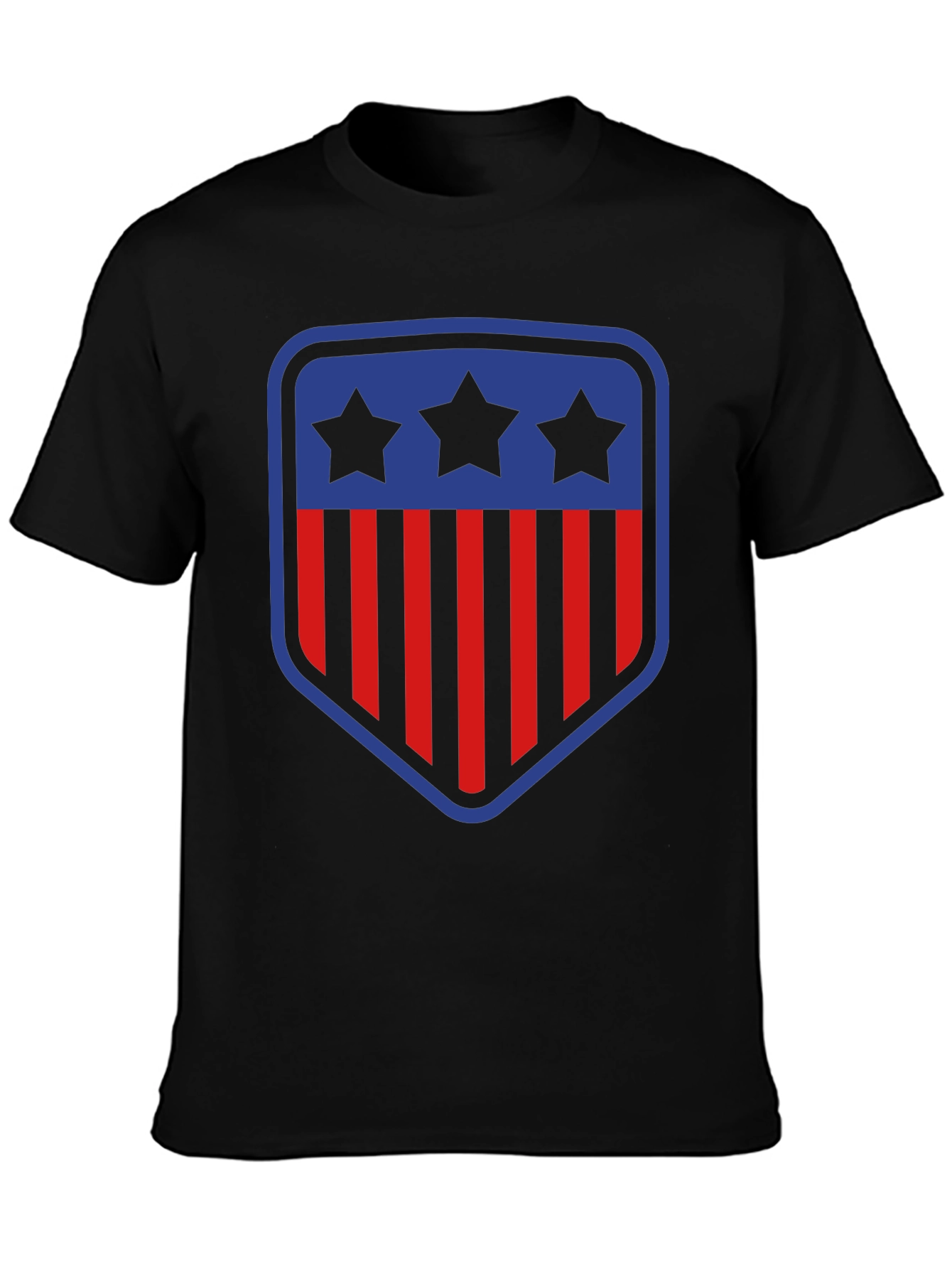 Patriotic Shield T-Shirt - Stars and Stripes Design