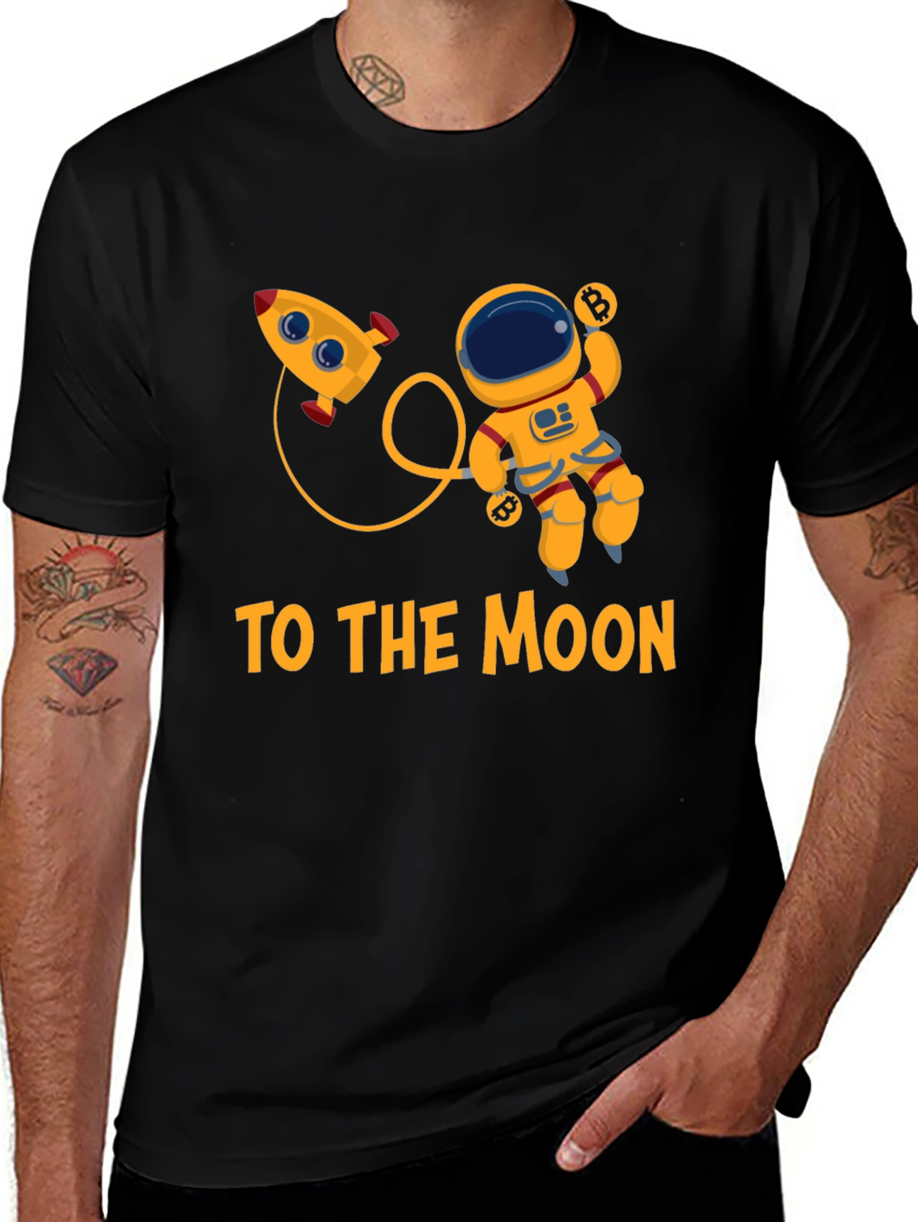 Bitcoin Astronaut To The Moon Black T-Shirt
