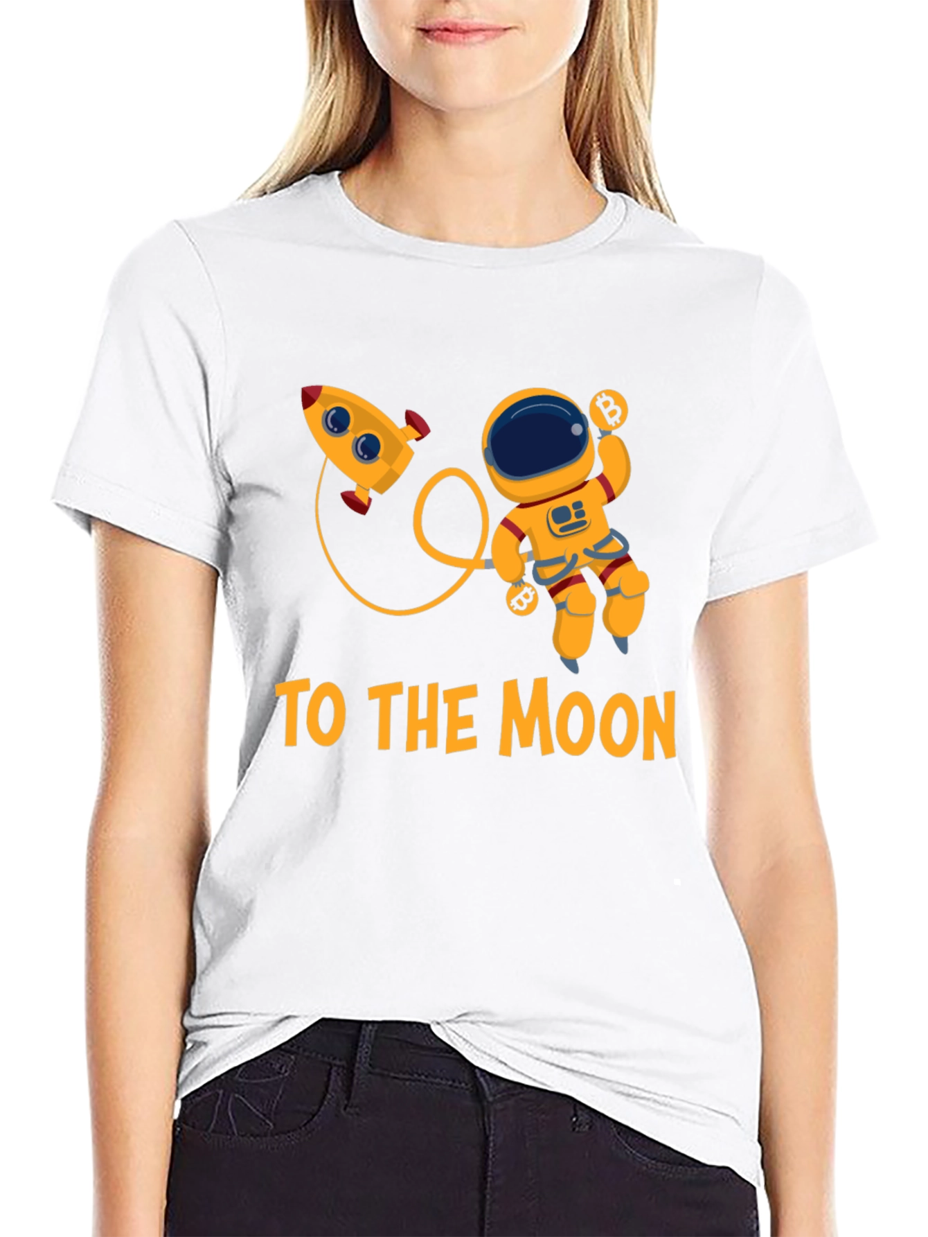 Bitcoin Astronaut To The Moon Black T-Shirt
