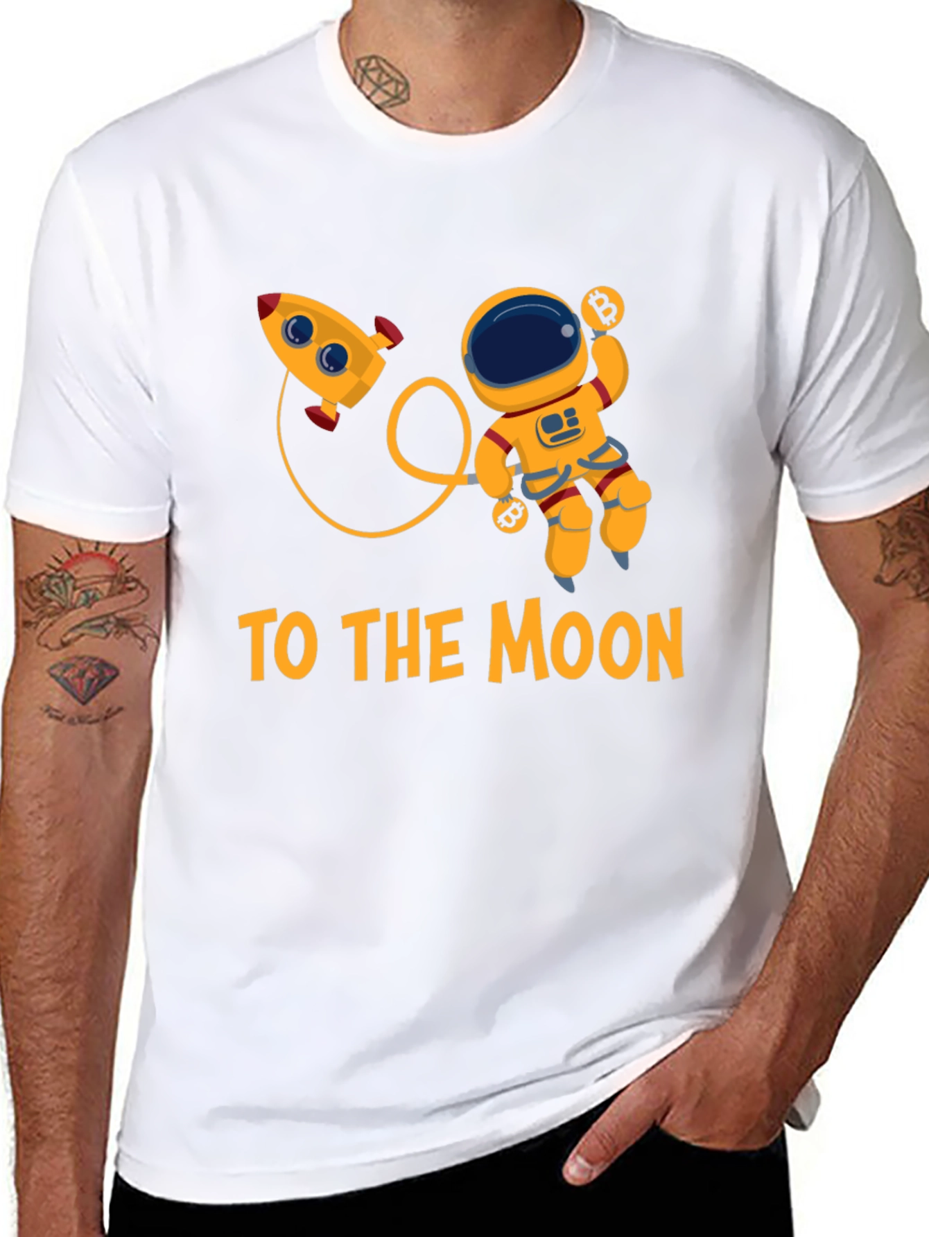 Bitcoin Astronaut To The Moon Black T-Shirt