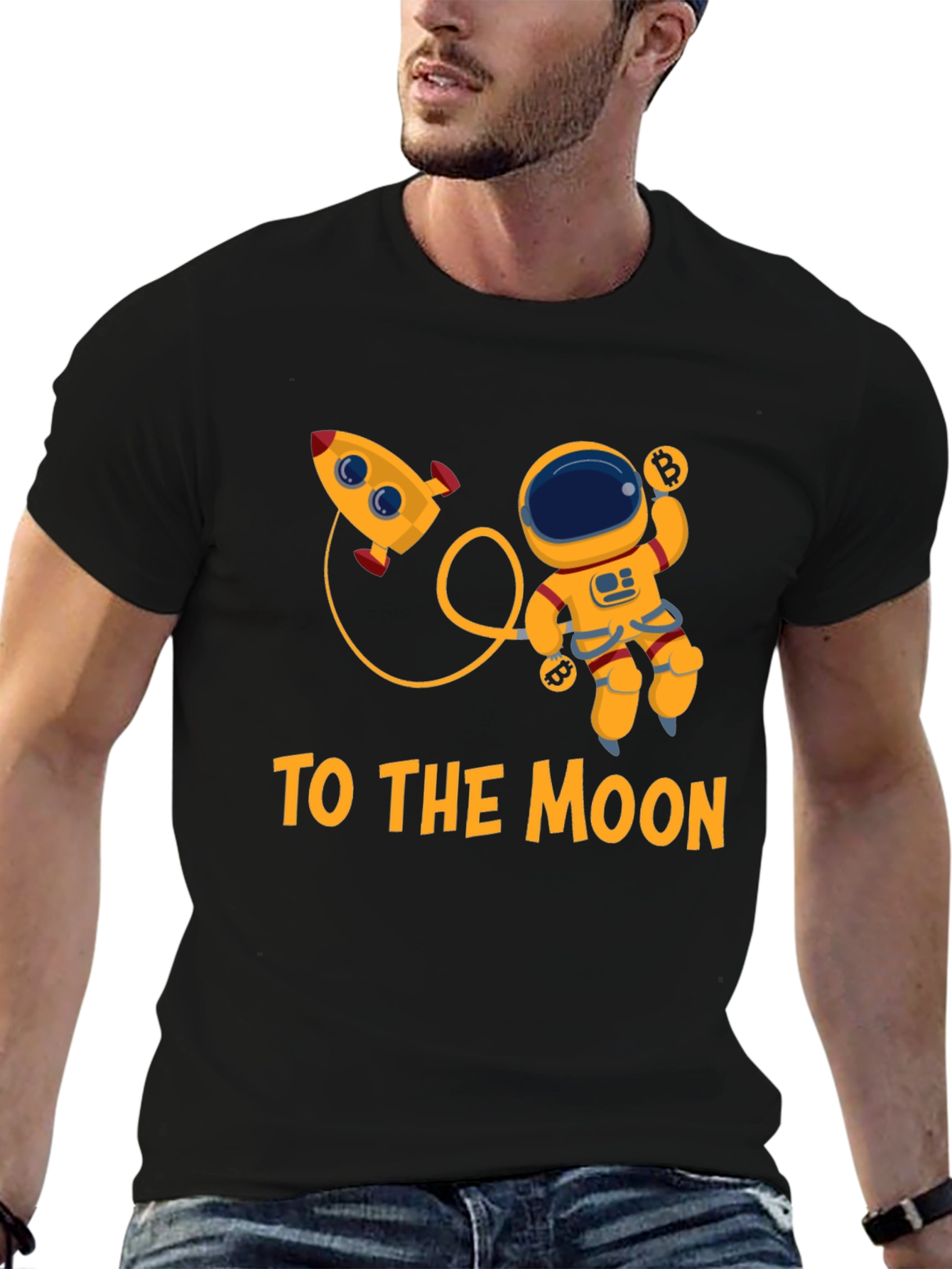 Bitcoin Astronaut To The Moon Black T-Shirt