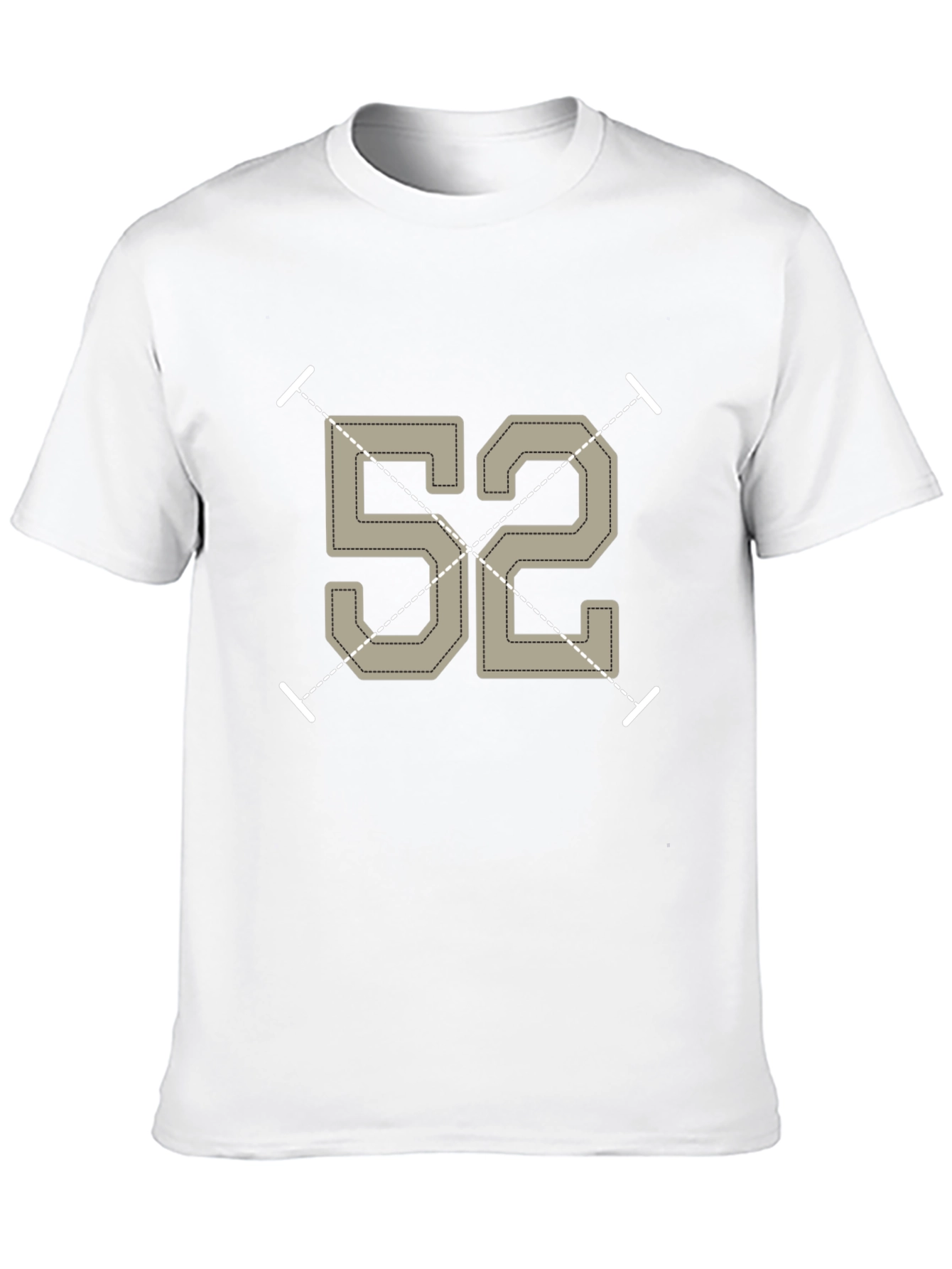 Retro Number 52 Graphic Tee - Black Cotton T-Shirt