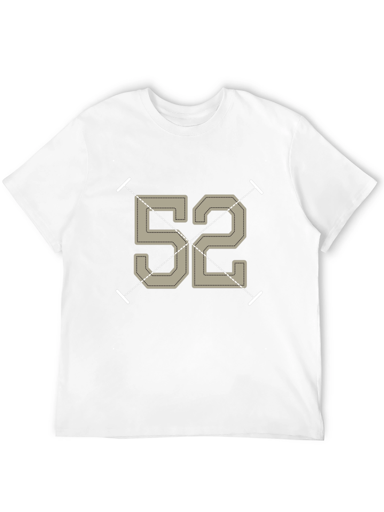 Retro Number 52 Graphic Tee - Black Cotton T-Shirt