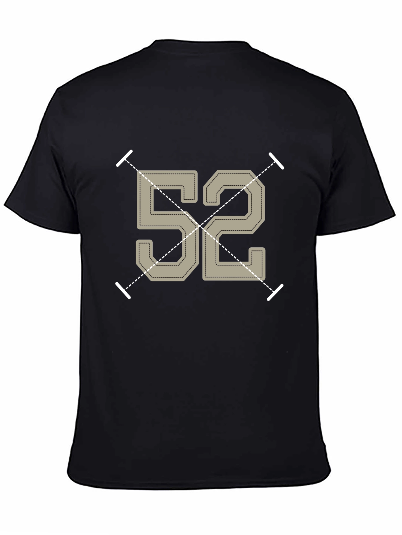 Retro Number 52 Graphic Tee - Black Cotton T-Shirt