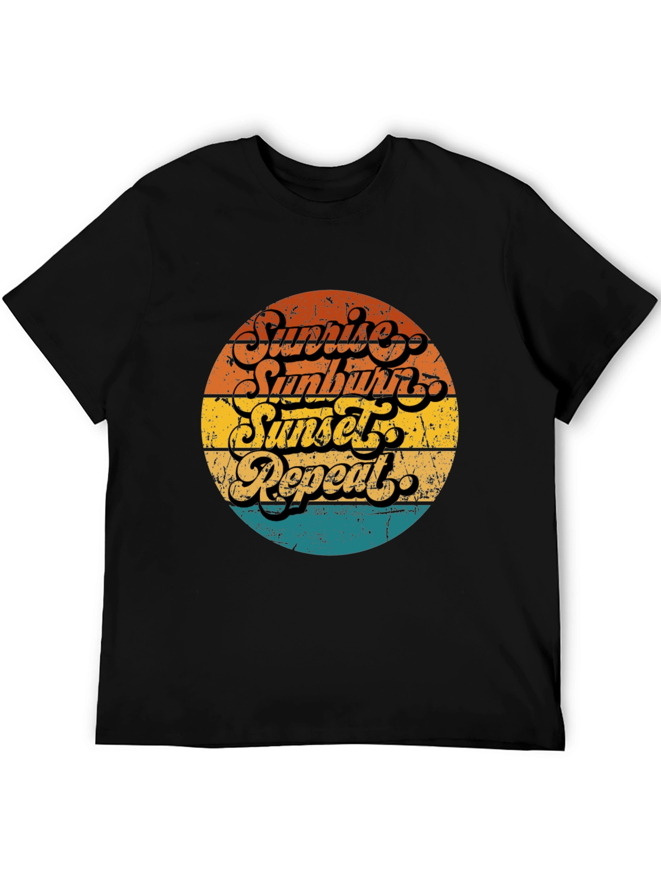 Sunrise Sunburn Sunset Repeat Black T-Shirt