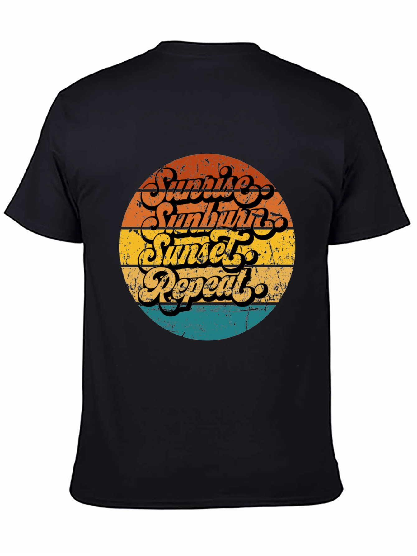 Sunrise Sunburn Sunset Repeat Black T-Shirt