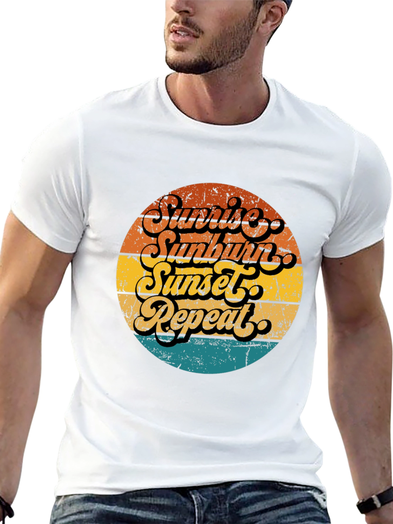 Sunrise Sunburn Sunset Repeat Black T-Shirt