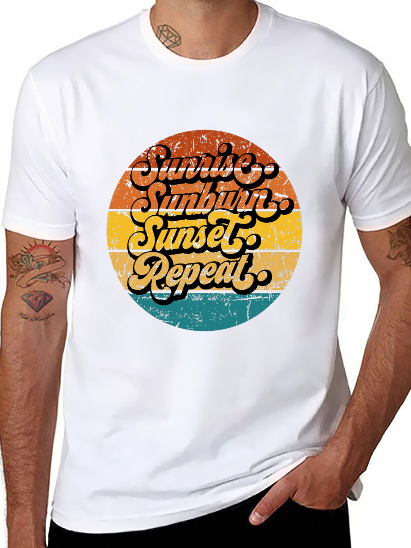 Sunrise Sunburn Sunset Repeat Black T-Shirt