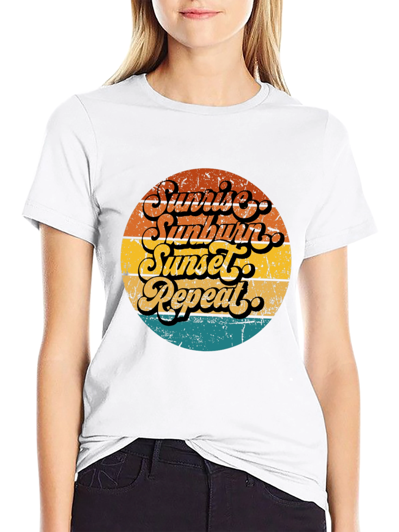 Sunrise Sunburn Sunset Repeat Black T-Shirt
