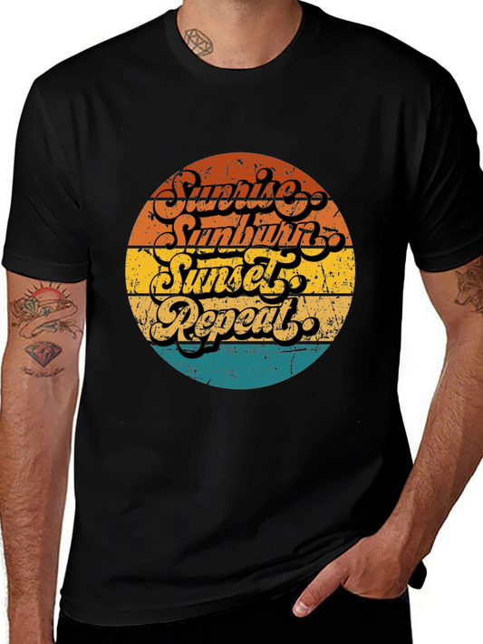 Sunrise Sunburn Sunset Repeat Black T-Shirt