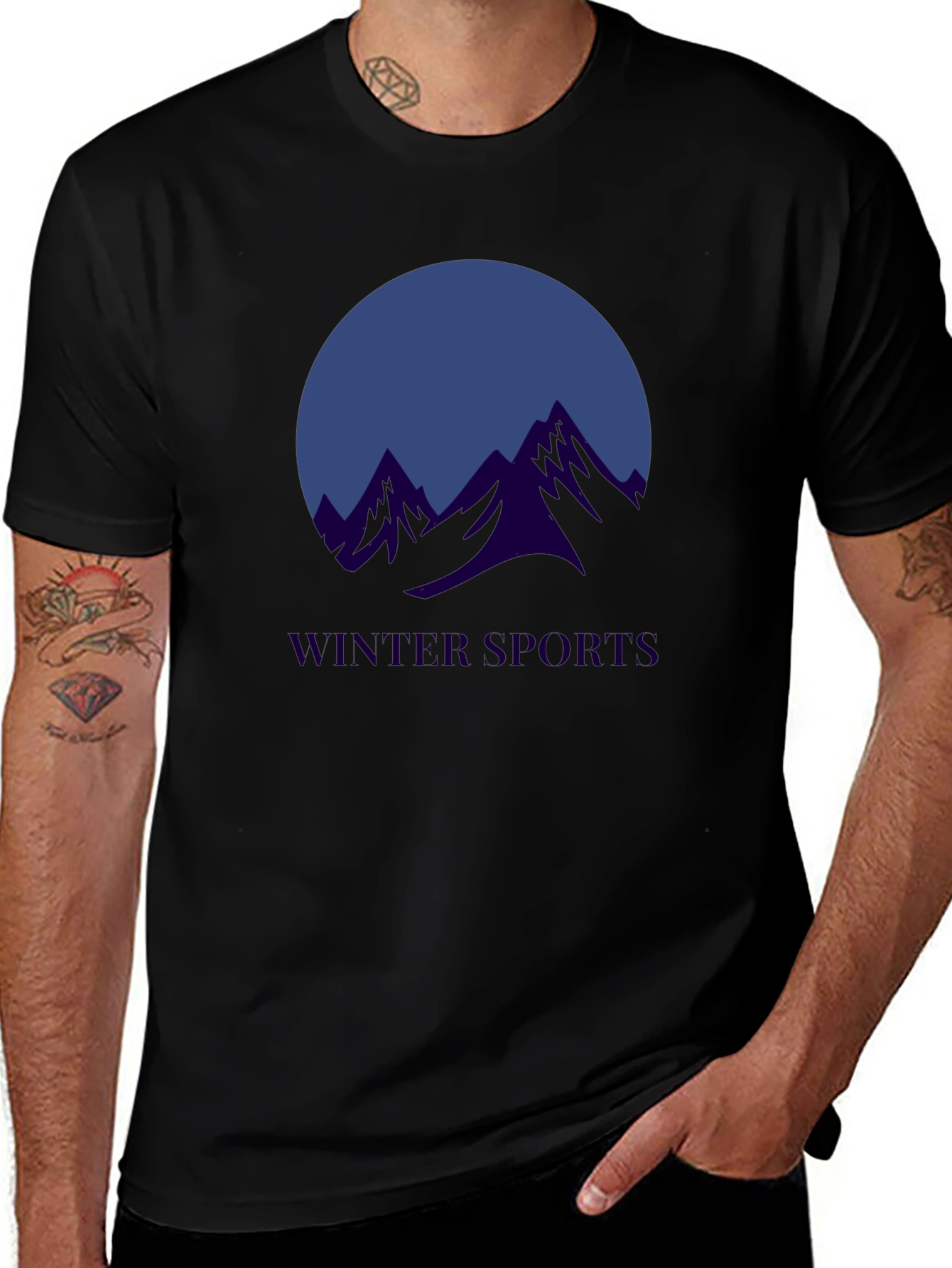 Winter Sports Graphic T-Shirt - Black