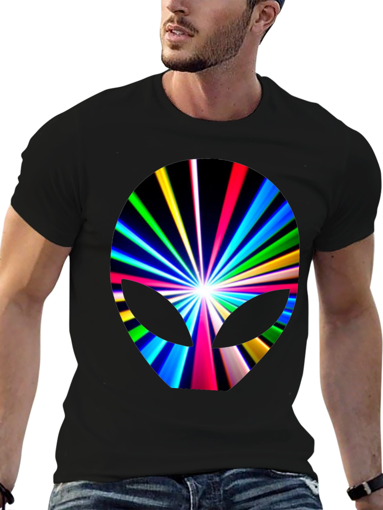 Alien Burst Graphic Tee - Black Cotton Blend
