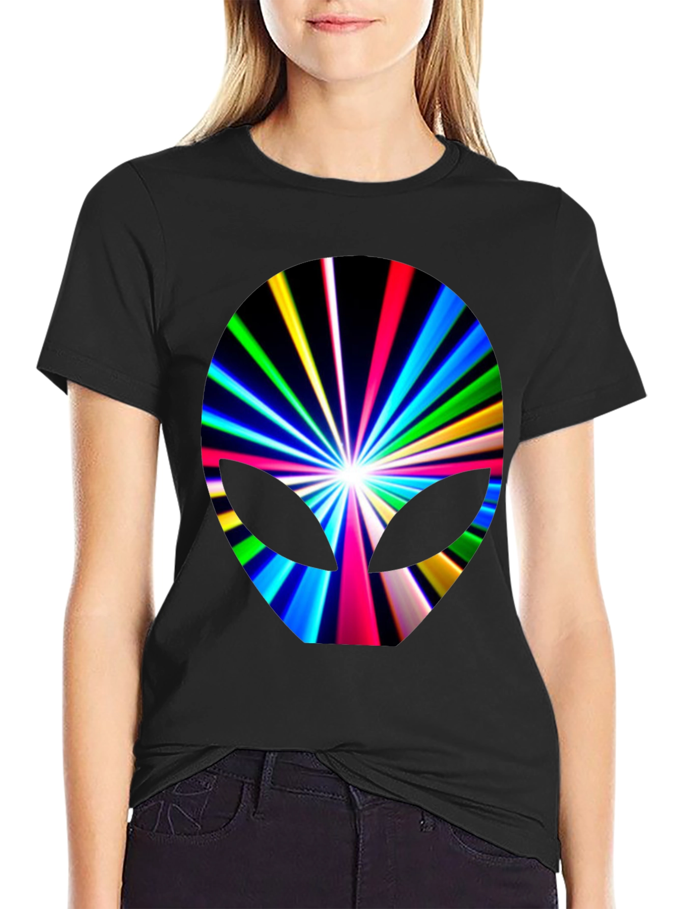 Alien Burst Graphic Tee - Black Cotton Blend