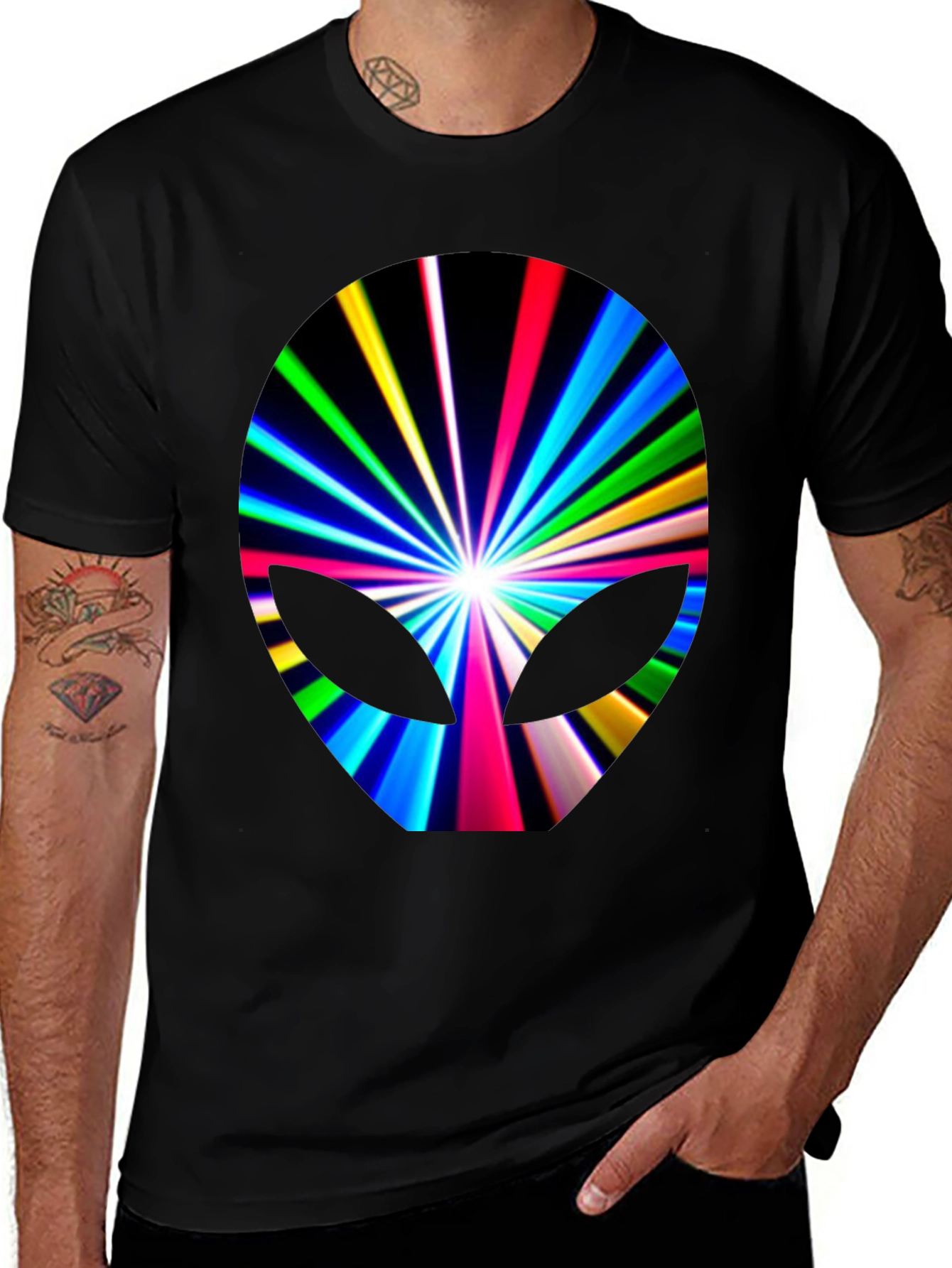 Alien Burst Graphic Tee - Black Cotton Blend