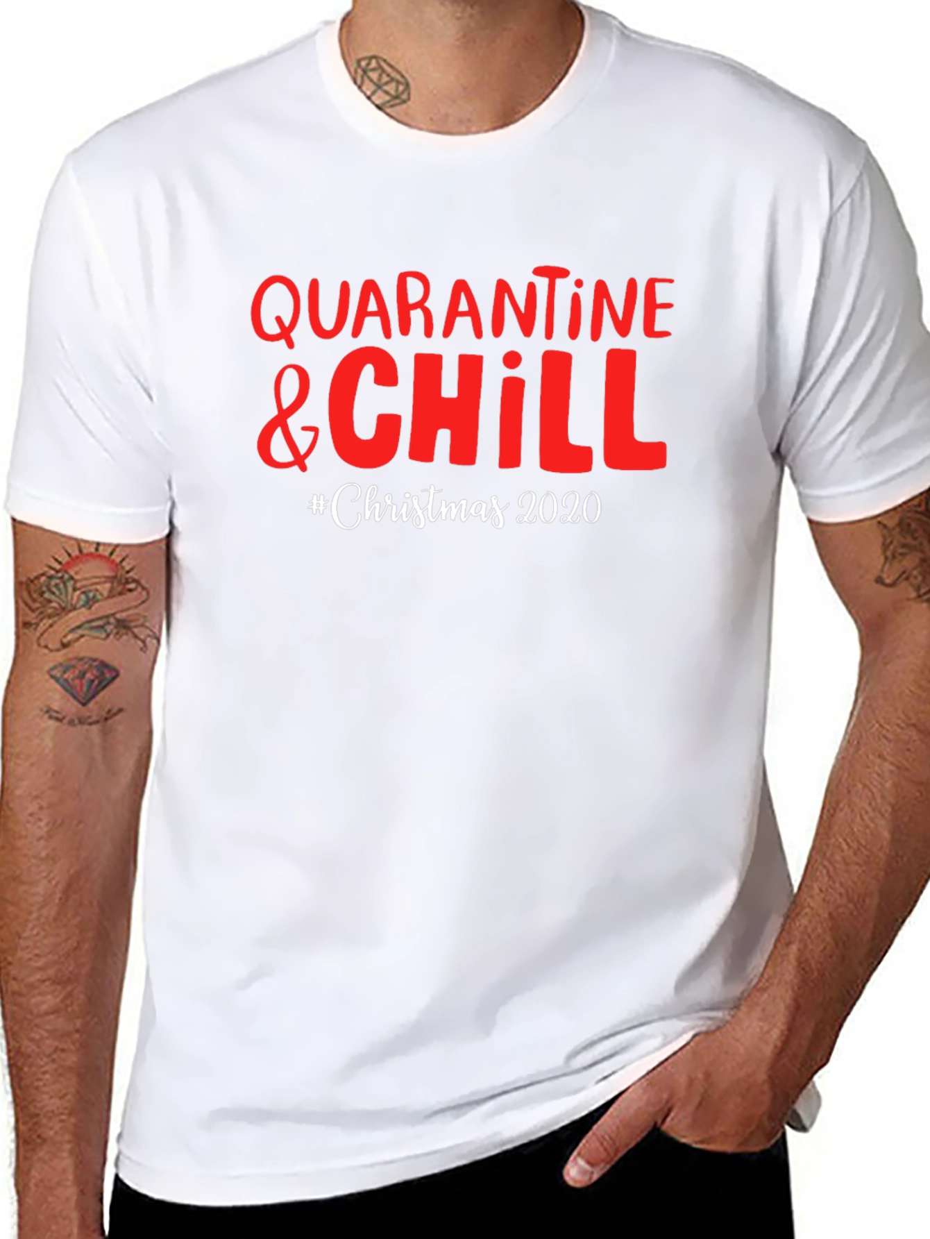 Quarantine & Chill Christmas 2020 Black T-Shirt
