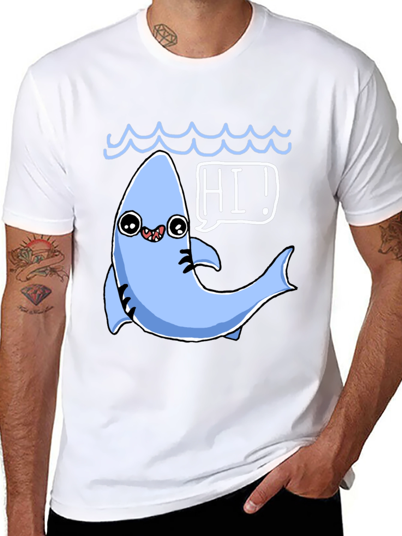 Cute Shark T-Shirt - Hi! Graphic Tee