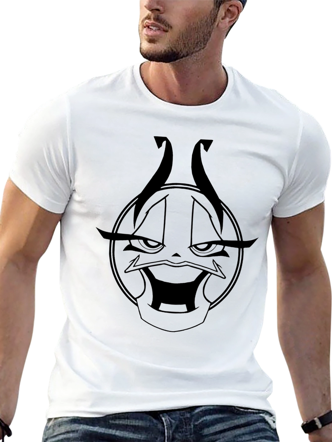 Black Graphic Tee - Wicked Cartoon Character Design