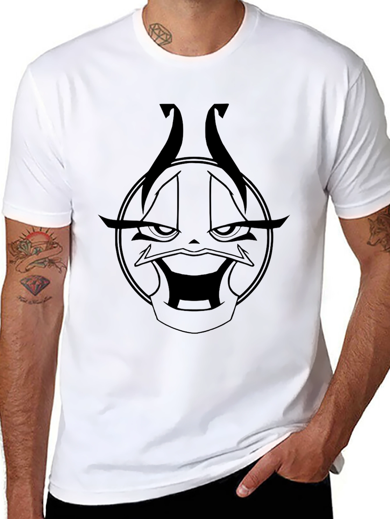 Black Graphic Tee - Wicked Cartoon Character Design
