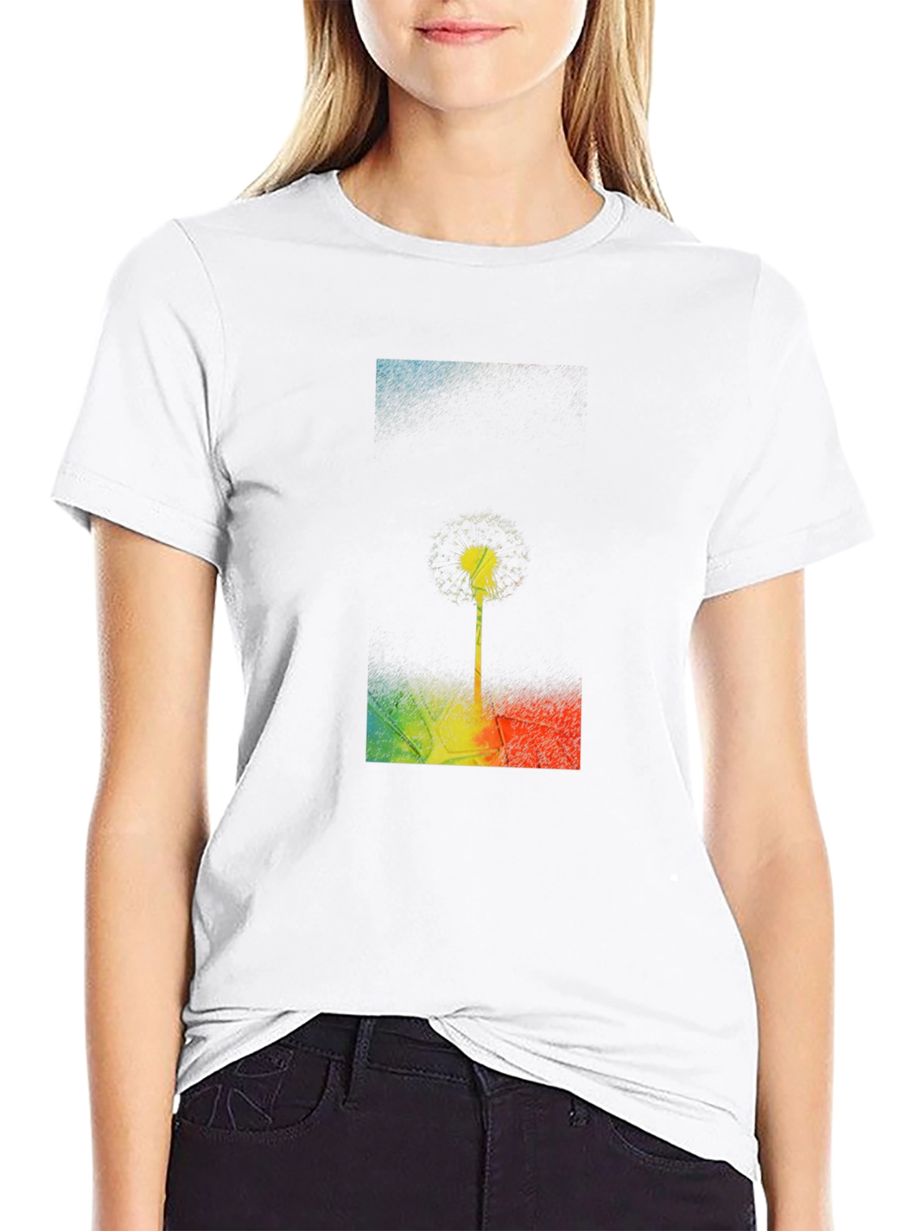 Dandelion Graphic Print Black T-Shirt