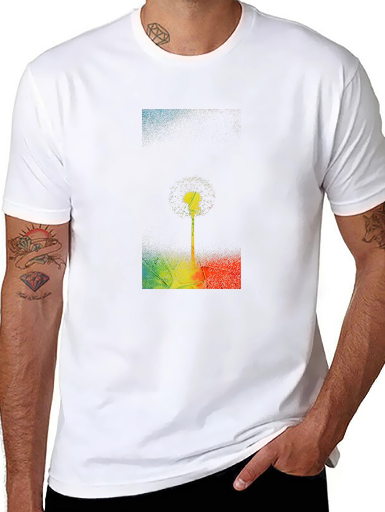 Dandelion Graphic Print Black T-Shirt