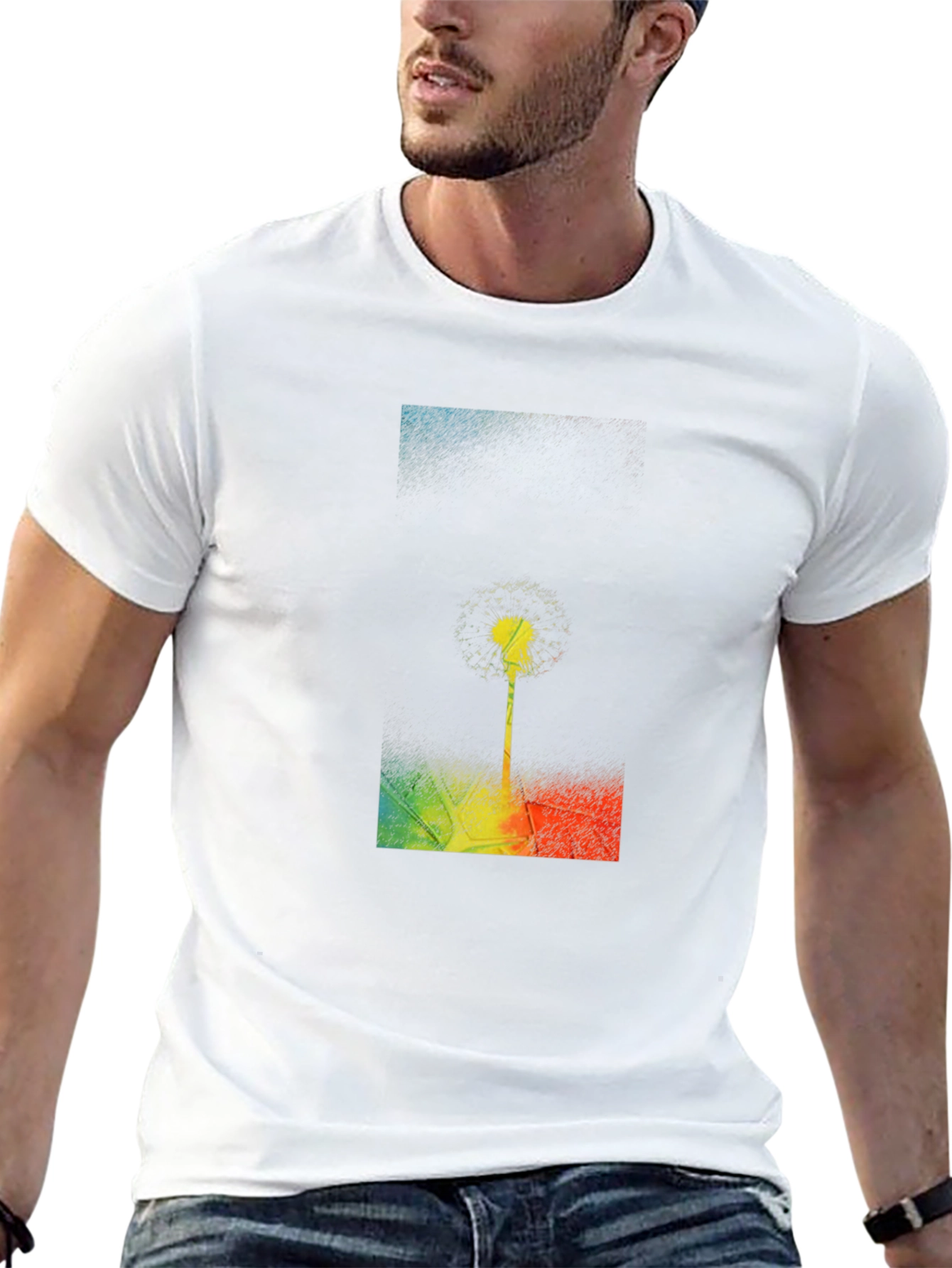 Dandelion Graphic Print Black T-Shirt
