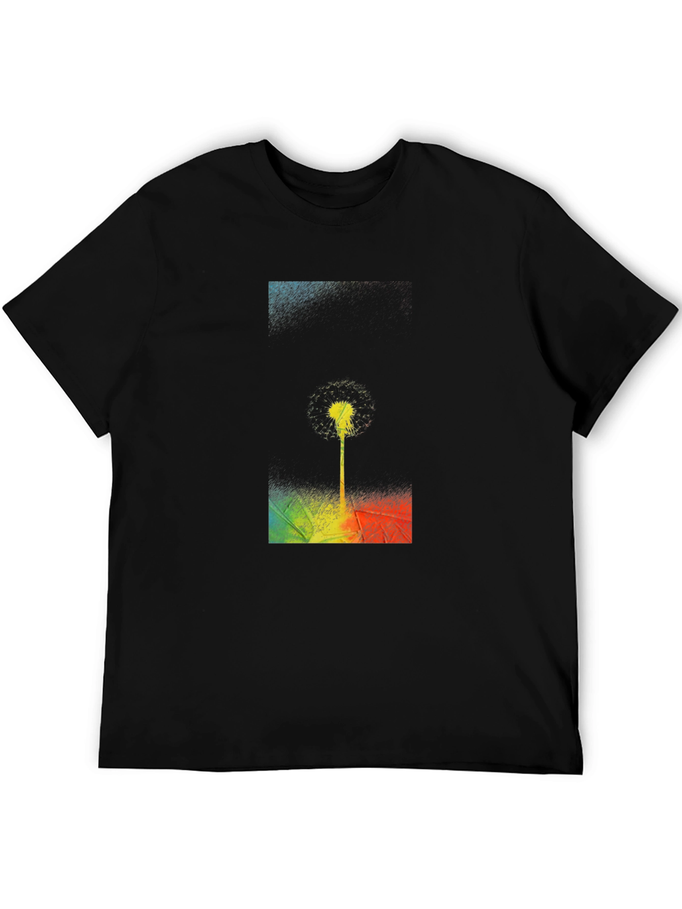 Dandelion Graphic Print Black T-Shirt