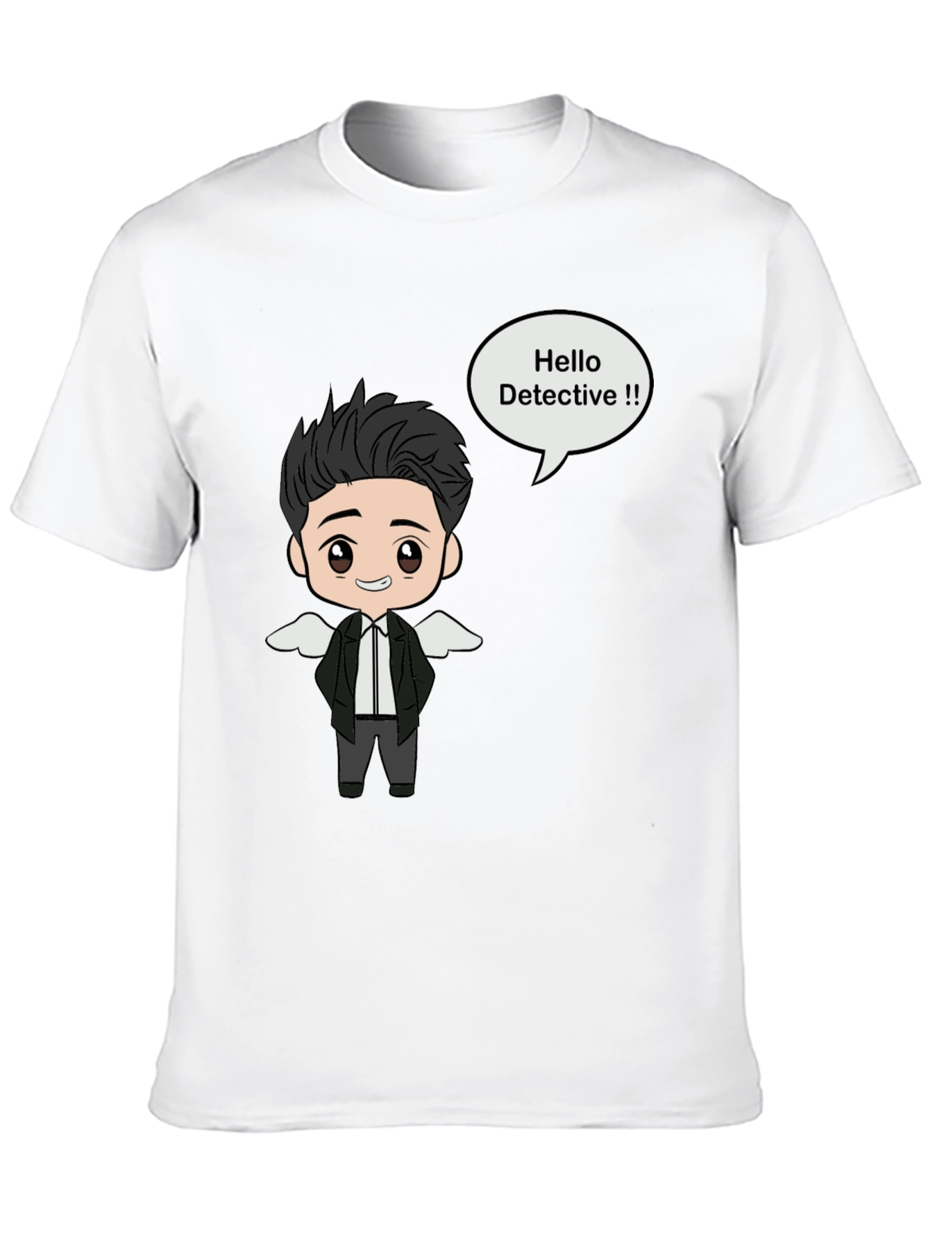 Detective Cartoon Graphic Black T-Shirt