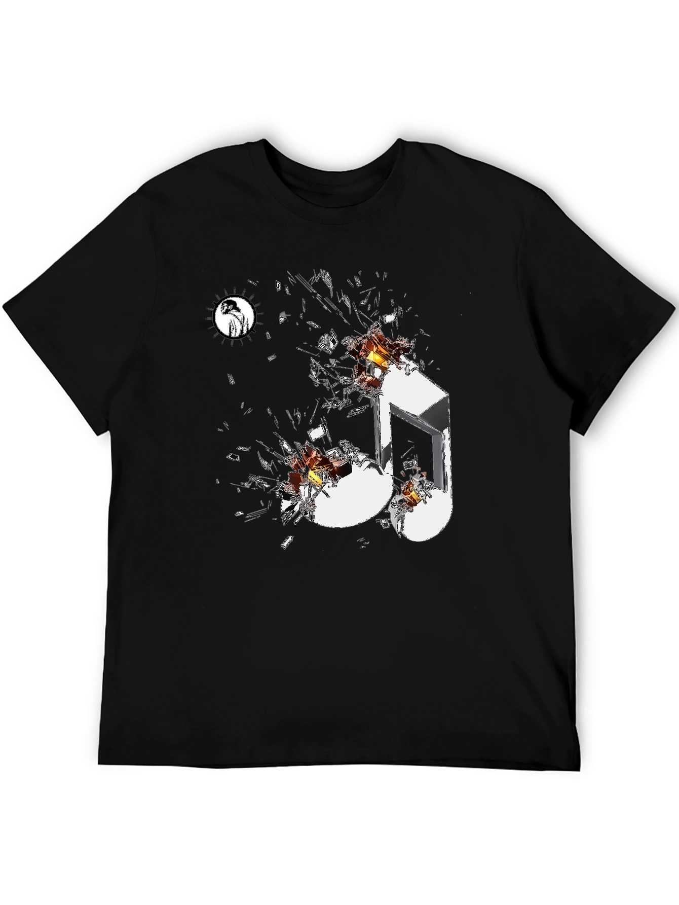 Shattered Music Note Black Graphic Tee