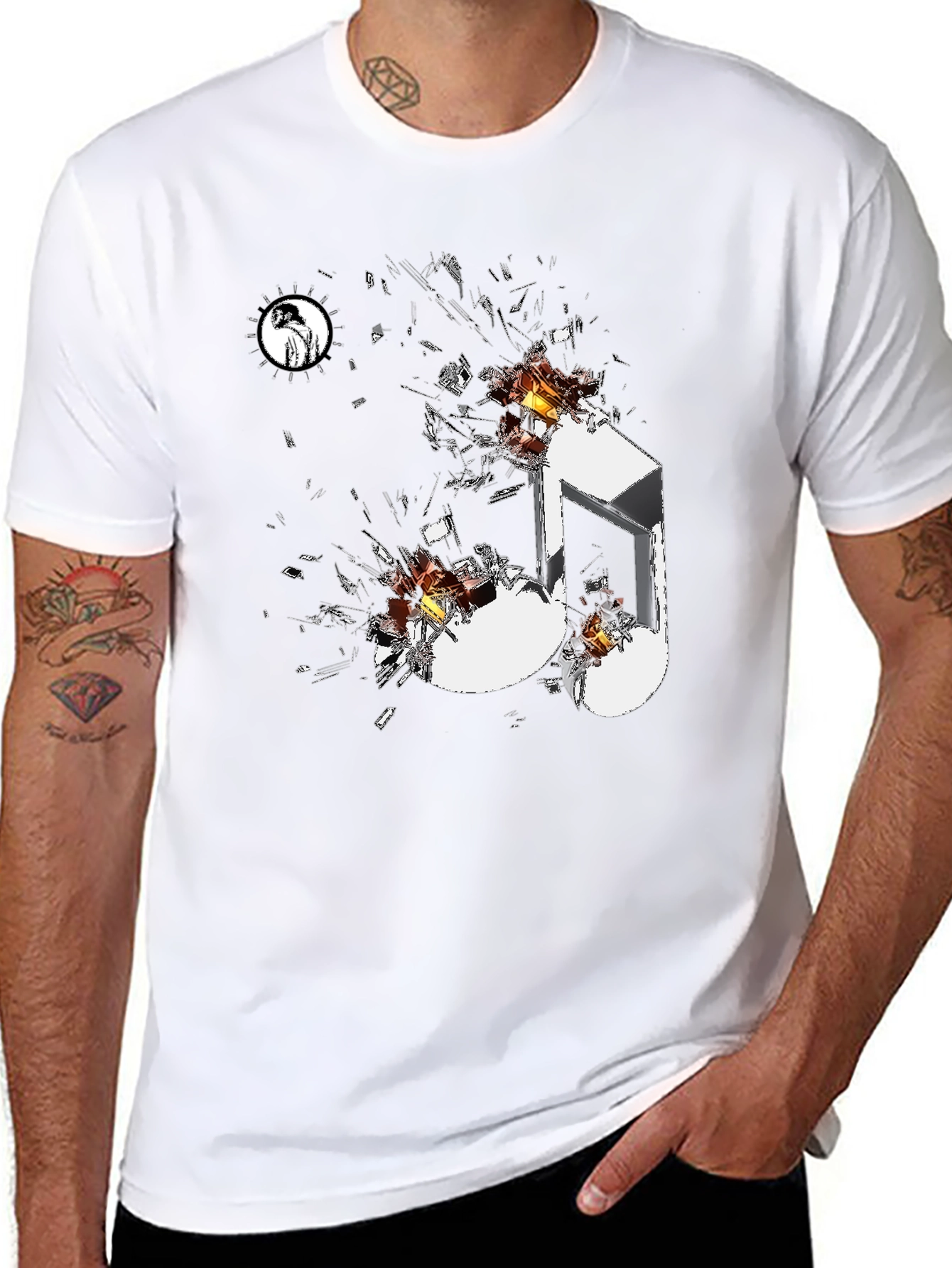 Shattered Music Note Black Graphic Tee