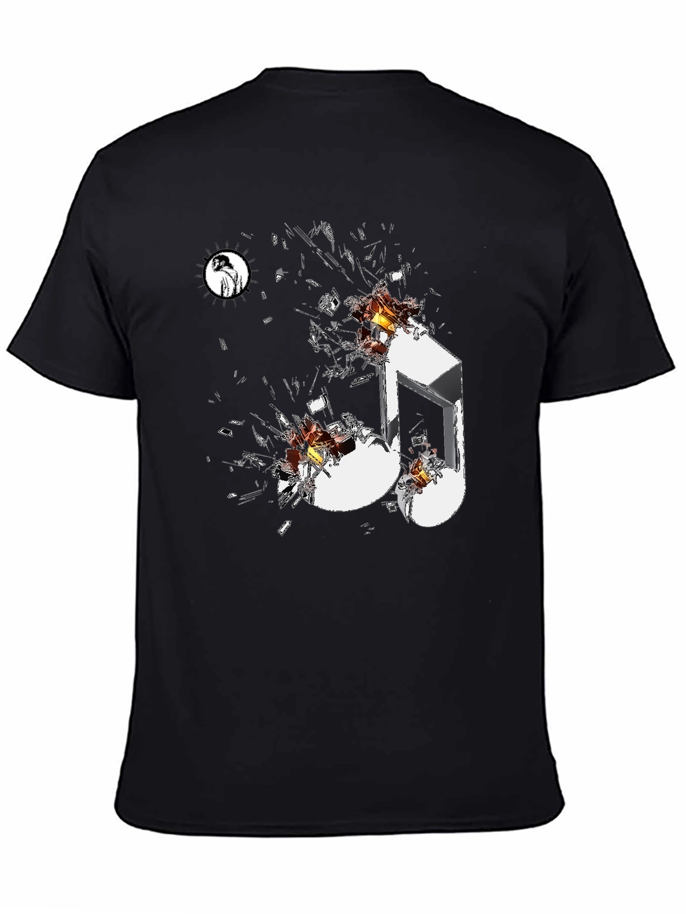 Shattered Music Note Black Graphic Tee