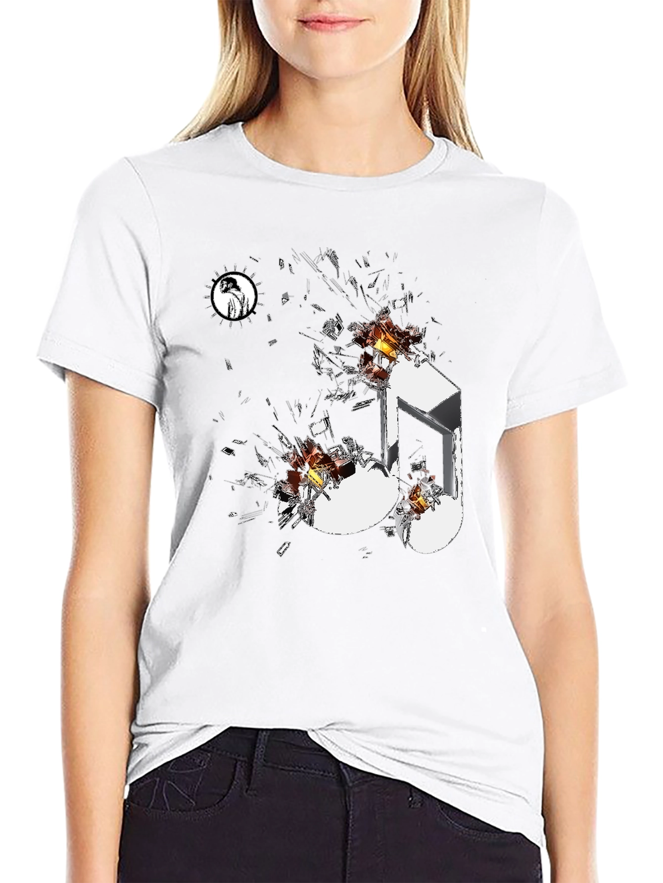 Shattered Music Note Black Graphic Tee