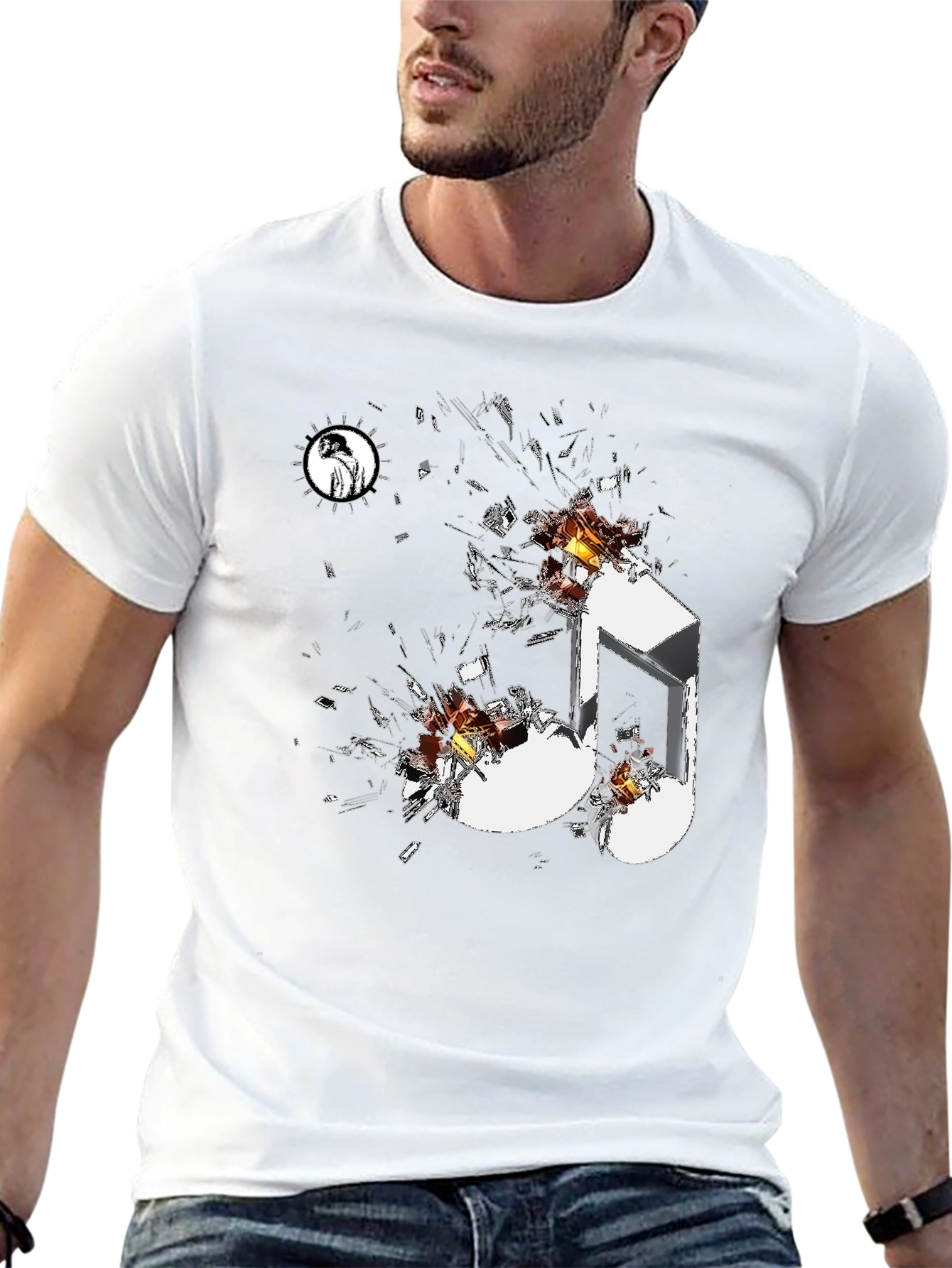 Shattered Music Note Black Graphic Tee