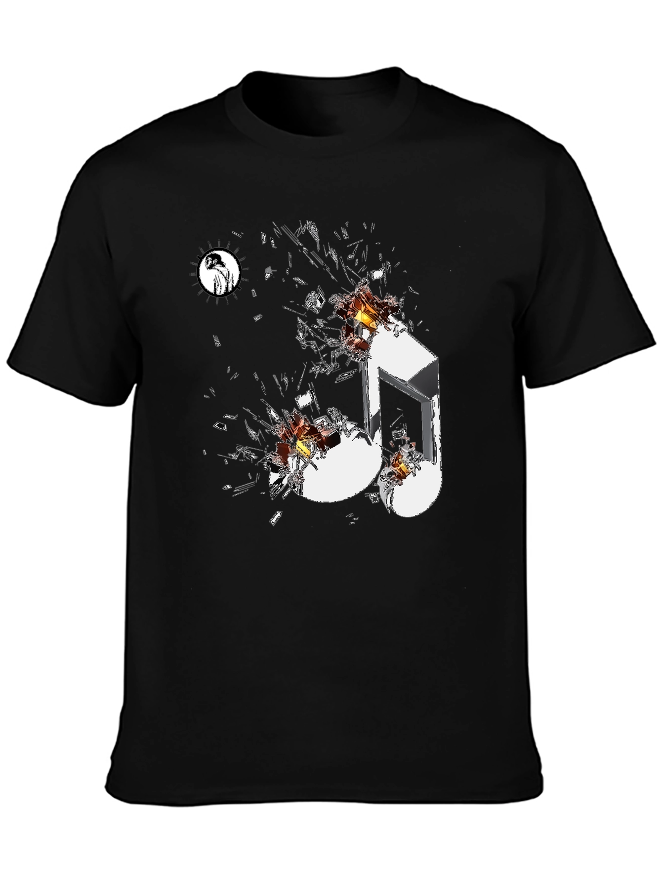 Shattered Music Note Black Graphic Tee