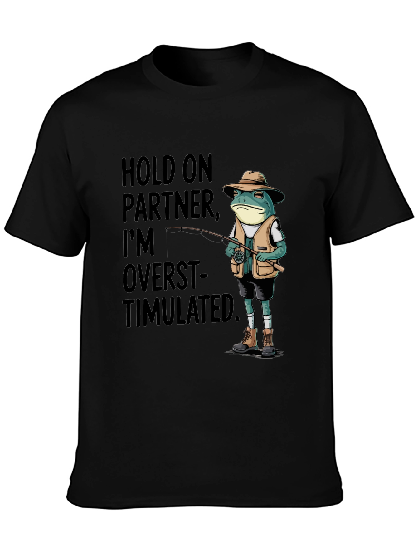 Overstimulated Frog Fisherman Graphic Tee