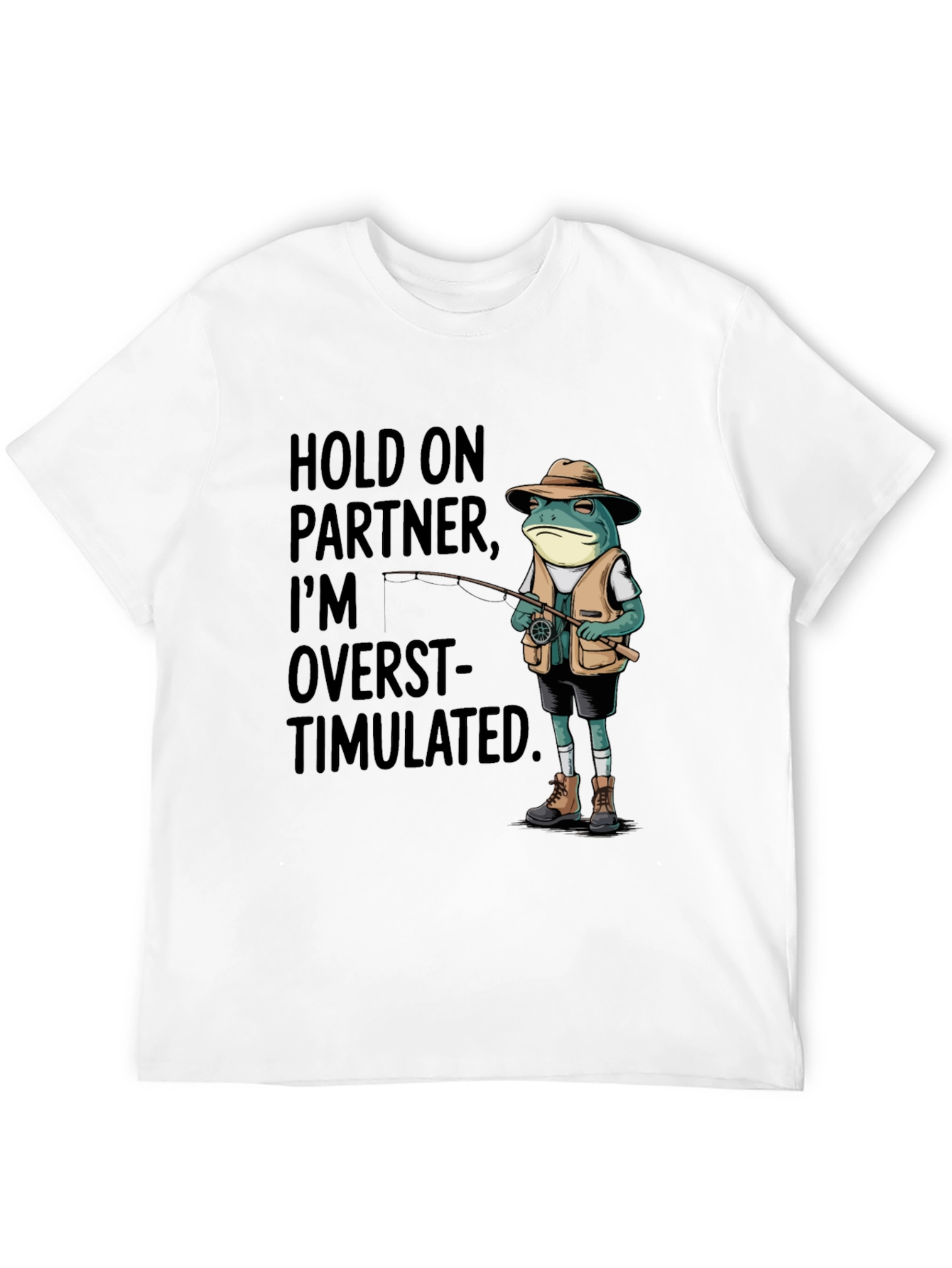 Overstimulated Frog Fisherman Graphic Tee
