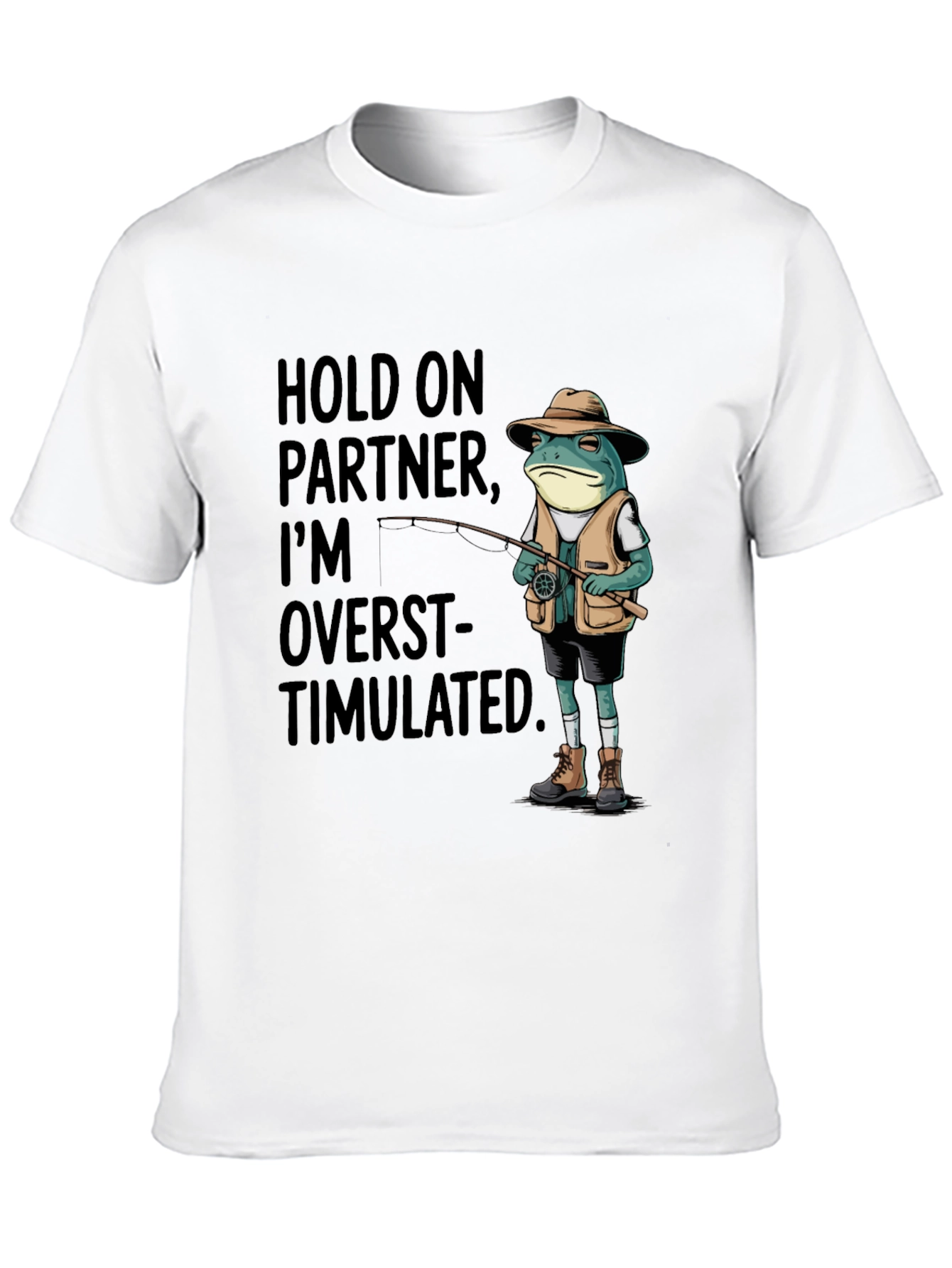 Overstimulated Frog Fisherman Graphic Tee