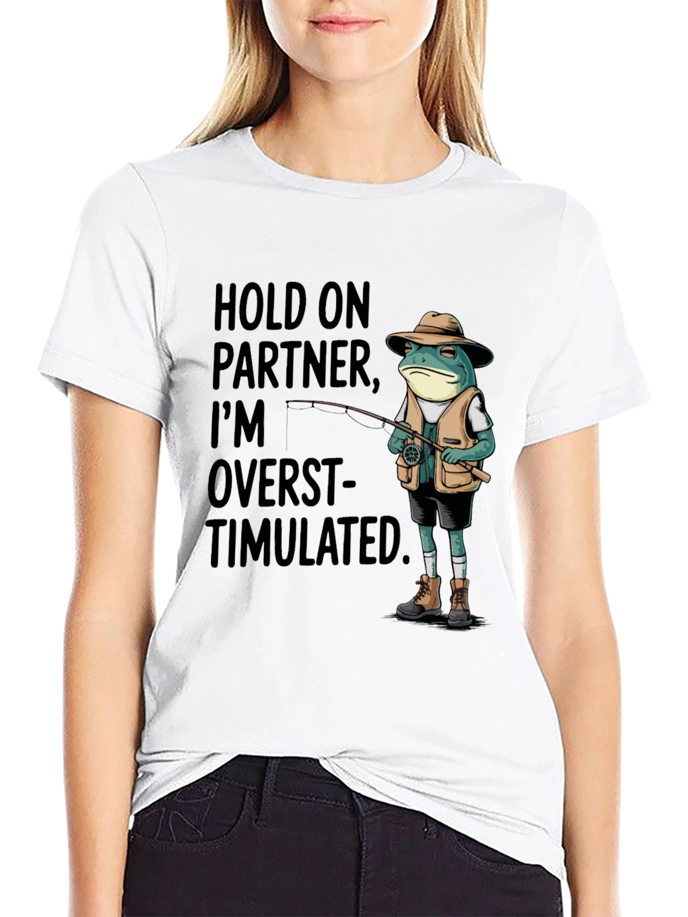 Overstimulated Frog Fisherman Graphic Tee