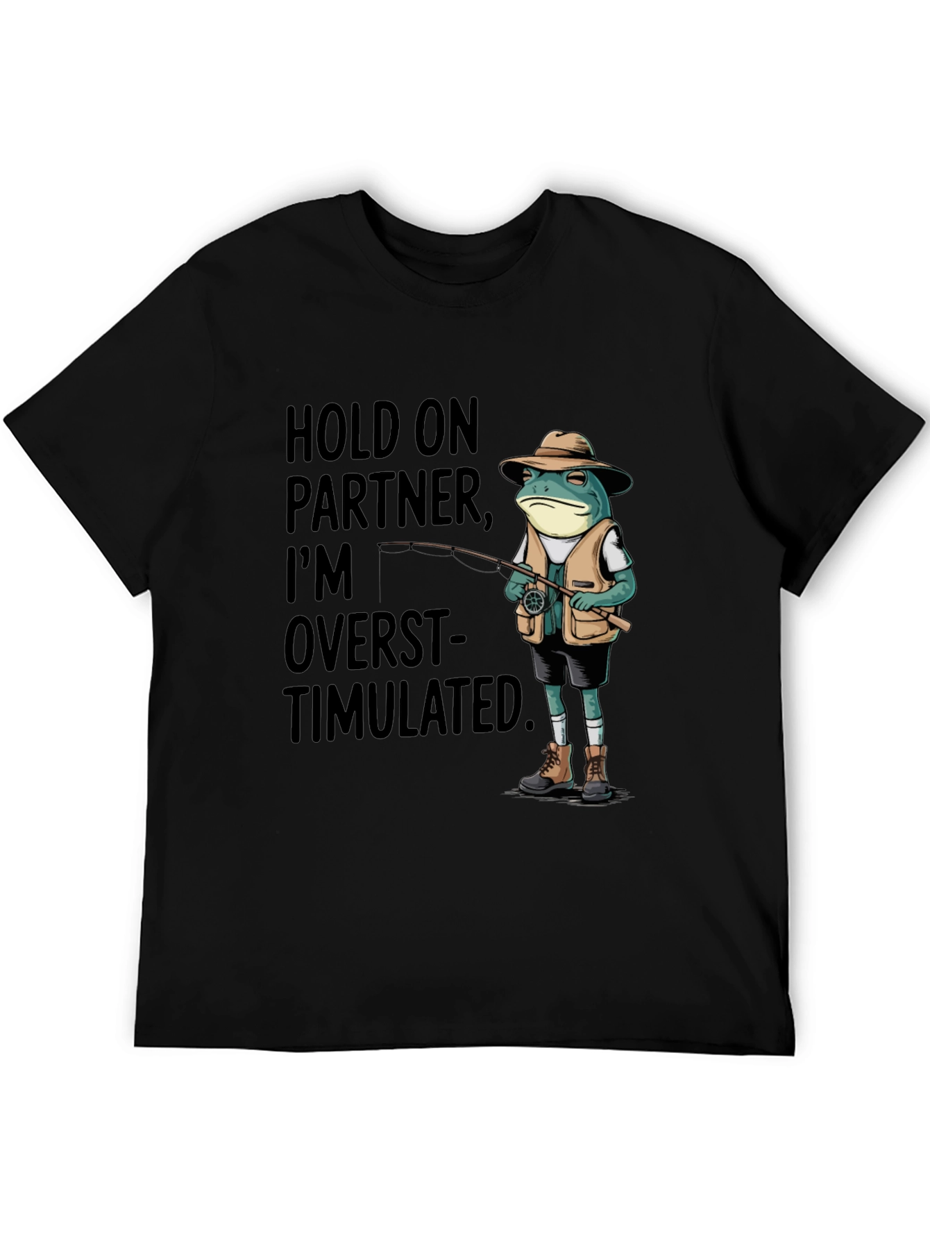 Overstimulated Frog Fisherman Graphic Tee