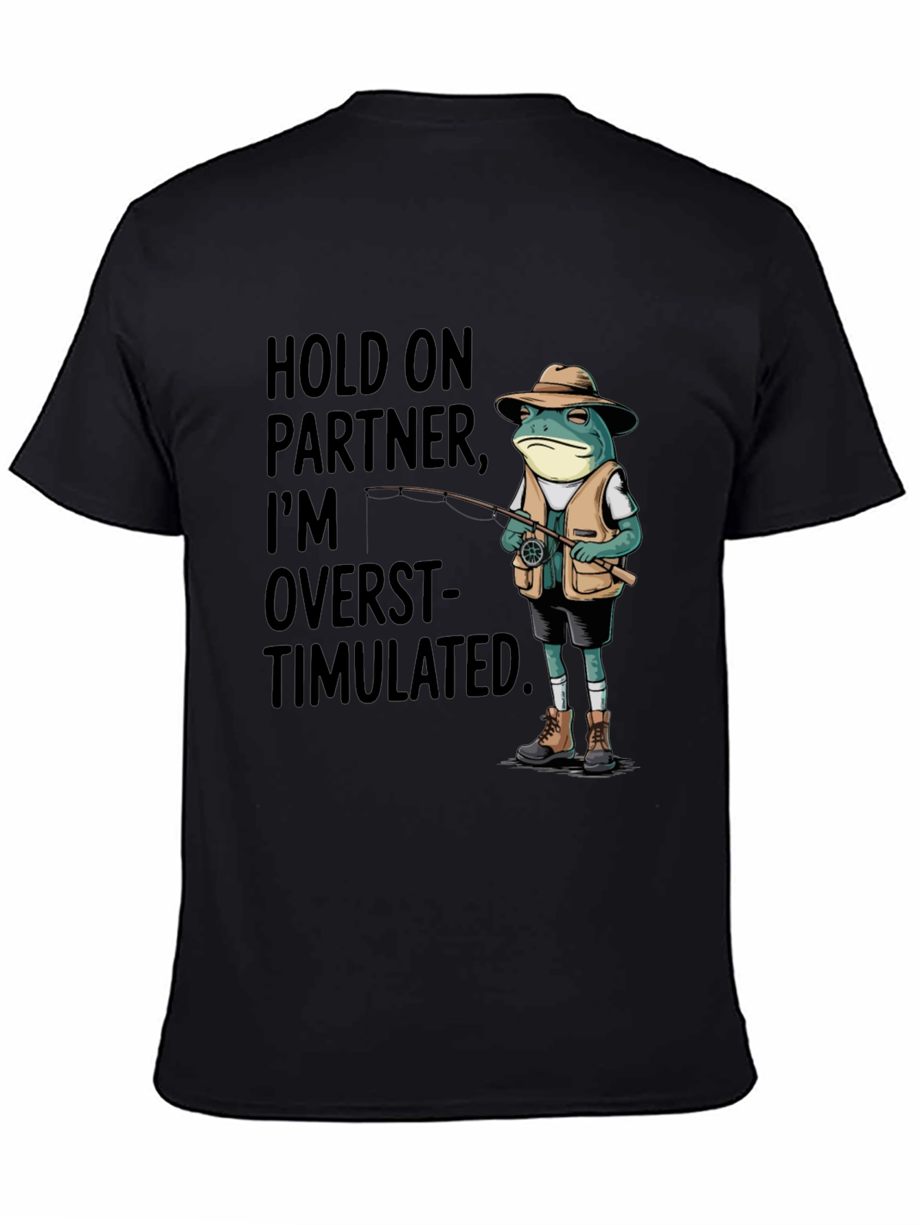 Overstimulated Frog Fisherman Graphic Tee