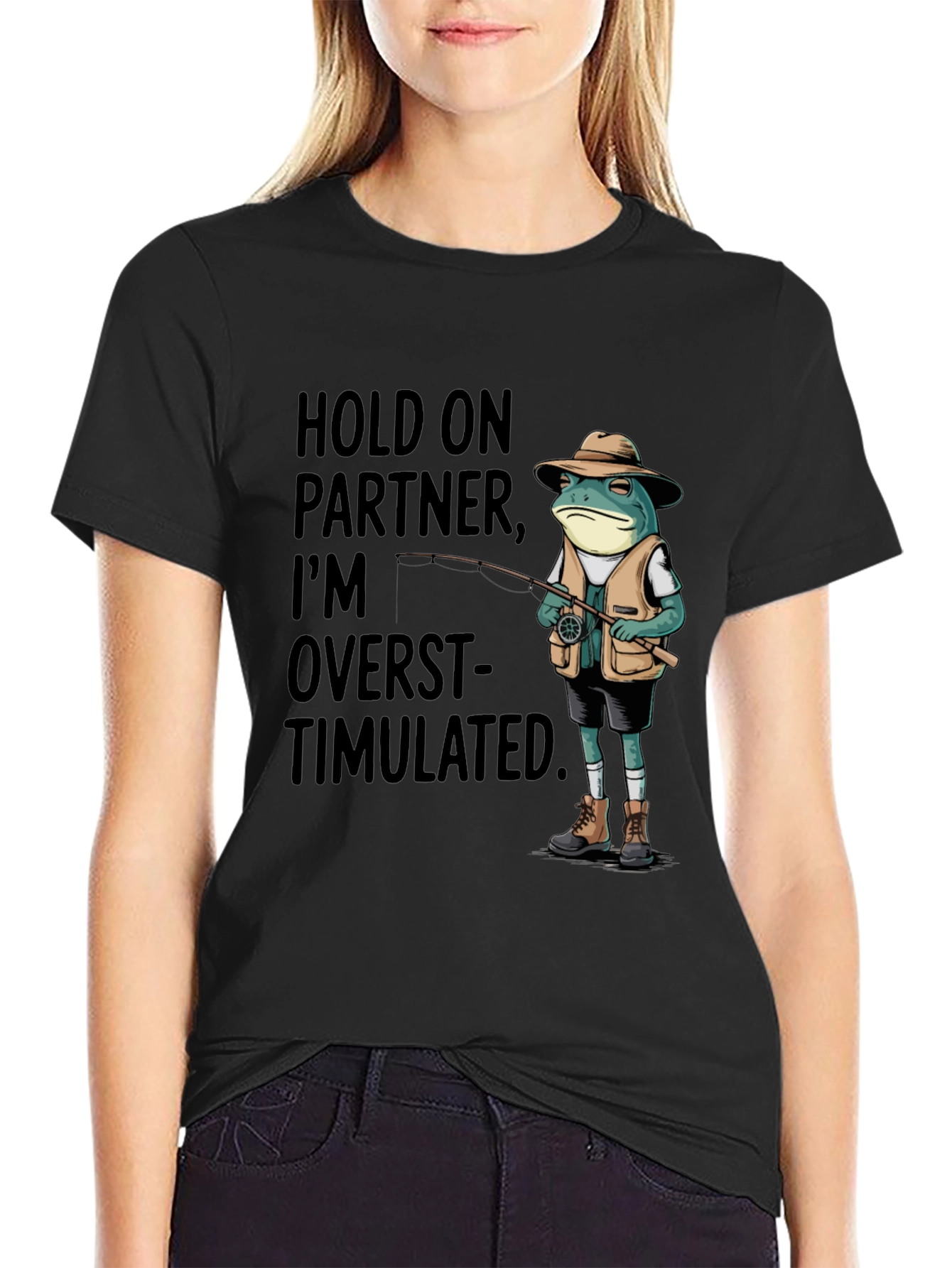 Overstimulated Frog Fisherman Graphic Tee