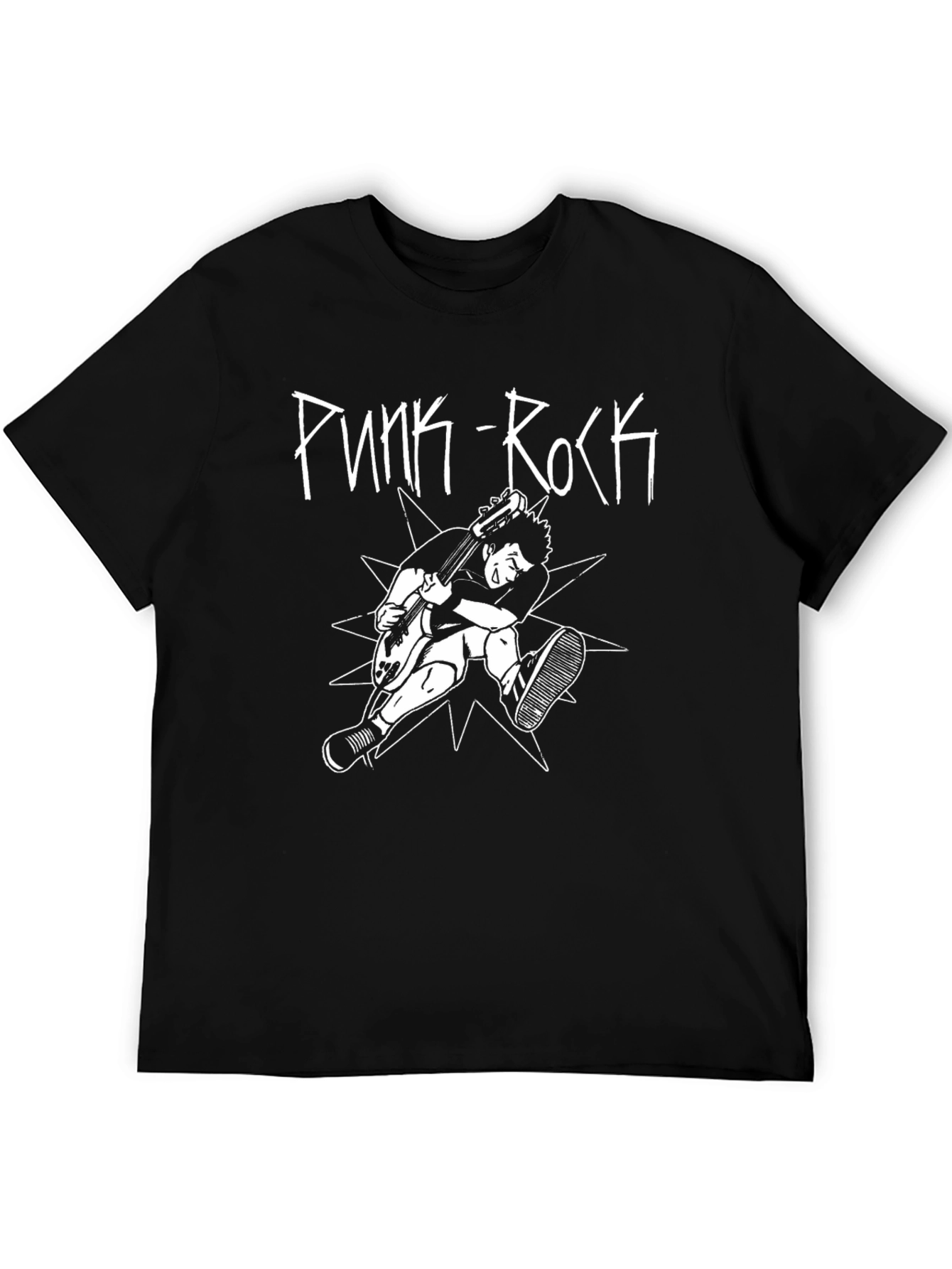 Punk Rock Graphic Tee - Black Cotton T-Shirt
