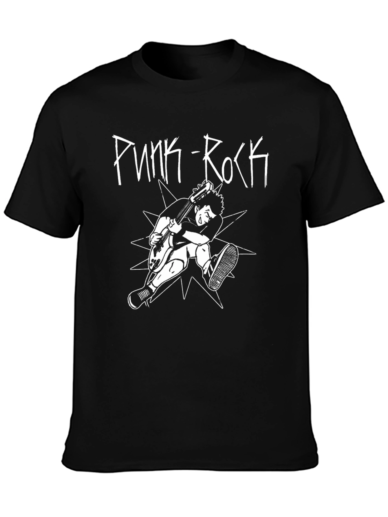 Punk Rock Graphic Tee - Black Cotton T-Shirt