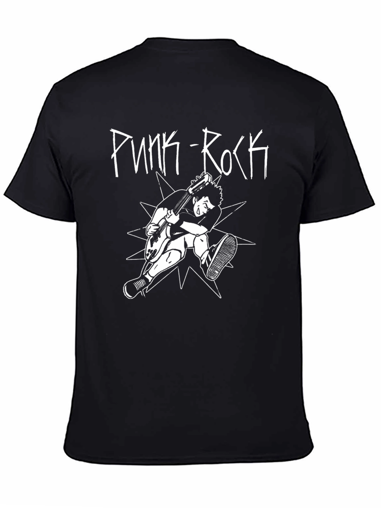 Punk Rock Graphic Tee - Black Cotton T-Shirt