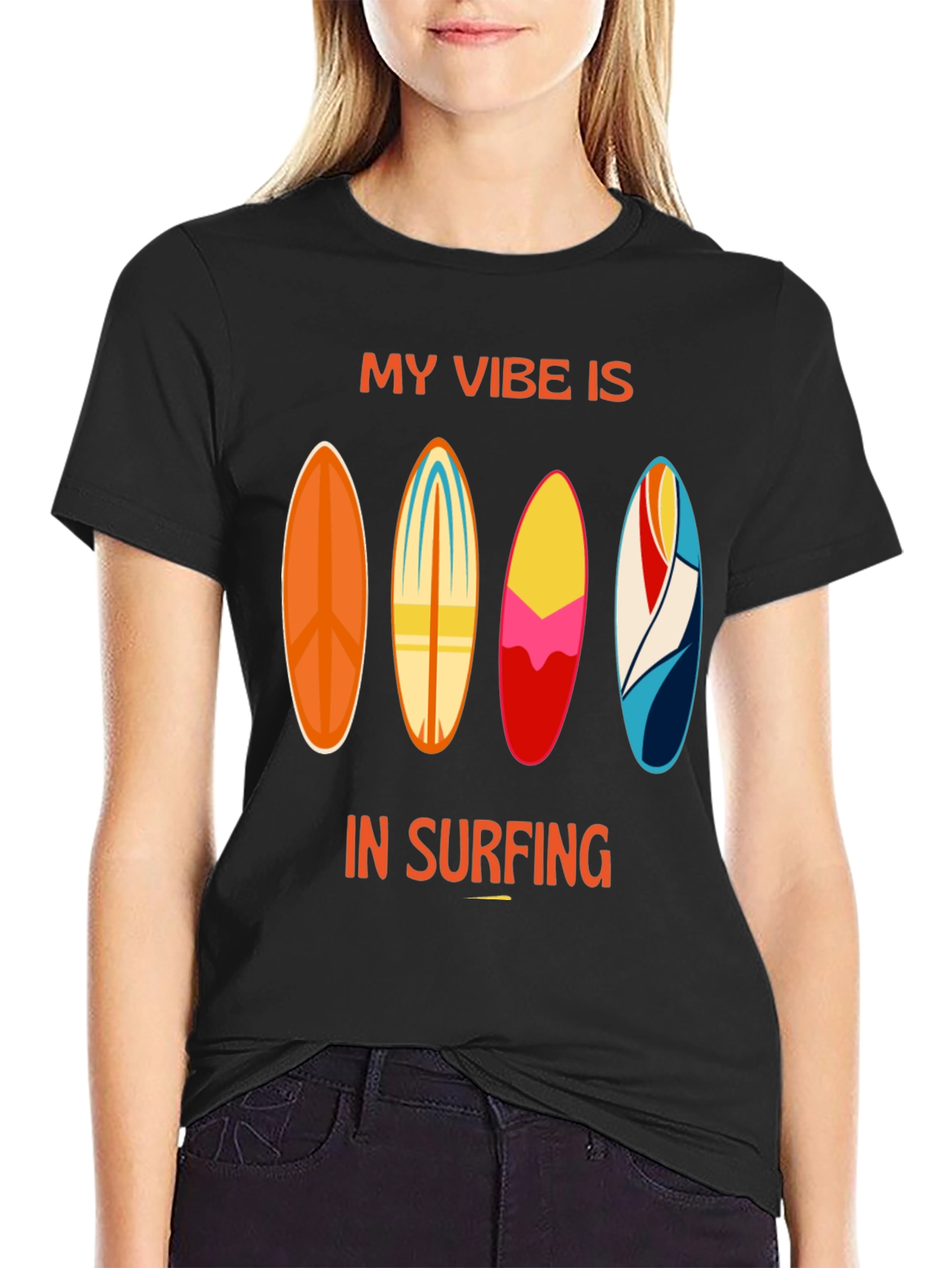 My Vibe is in Surfing Black T-Shirt