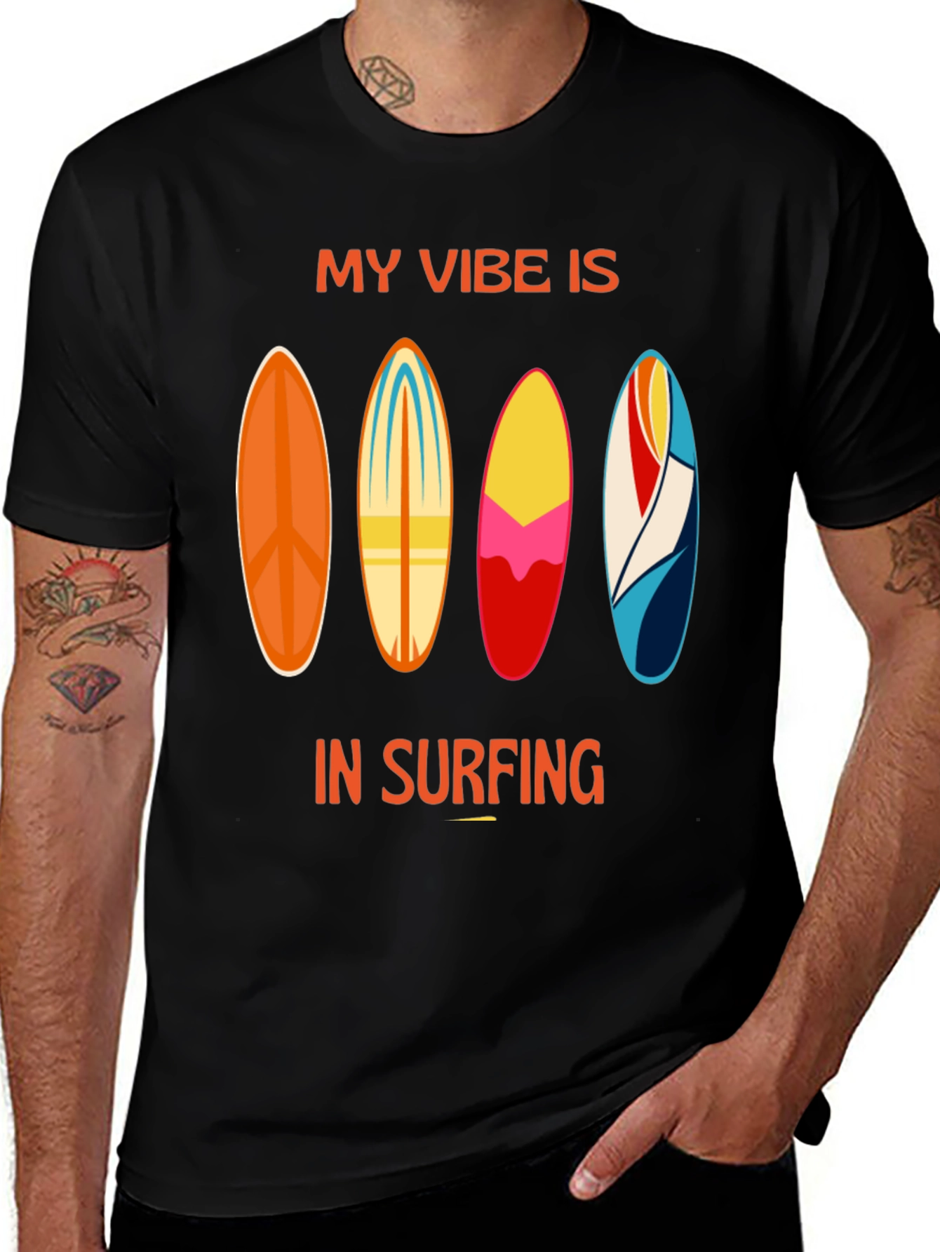 My Vibe is in Surfing Black T-Shirt