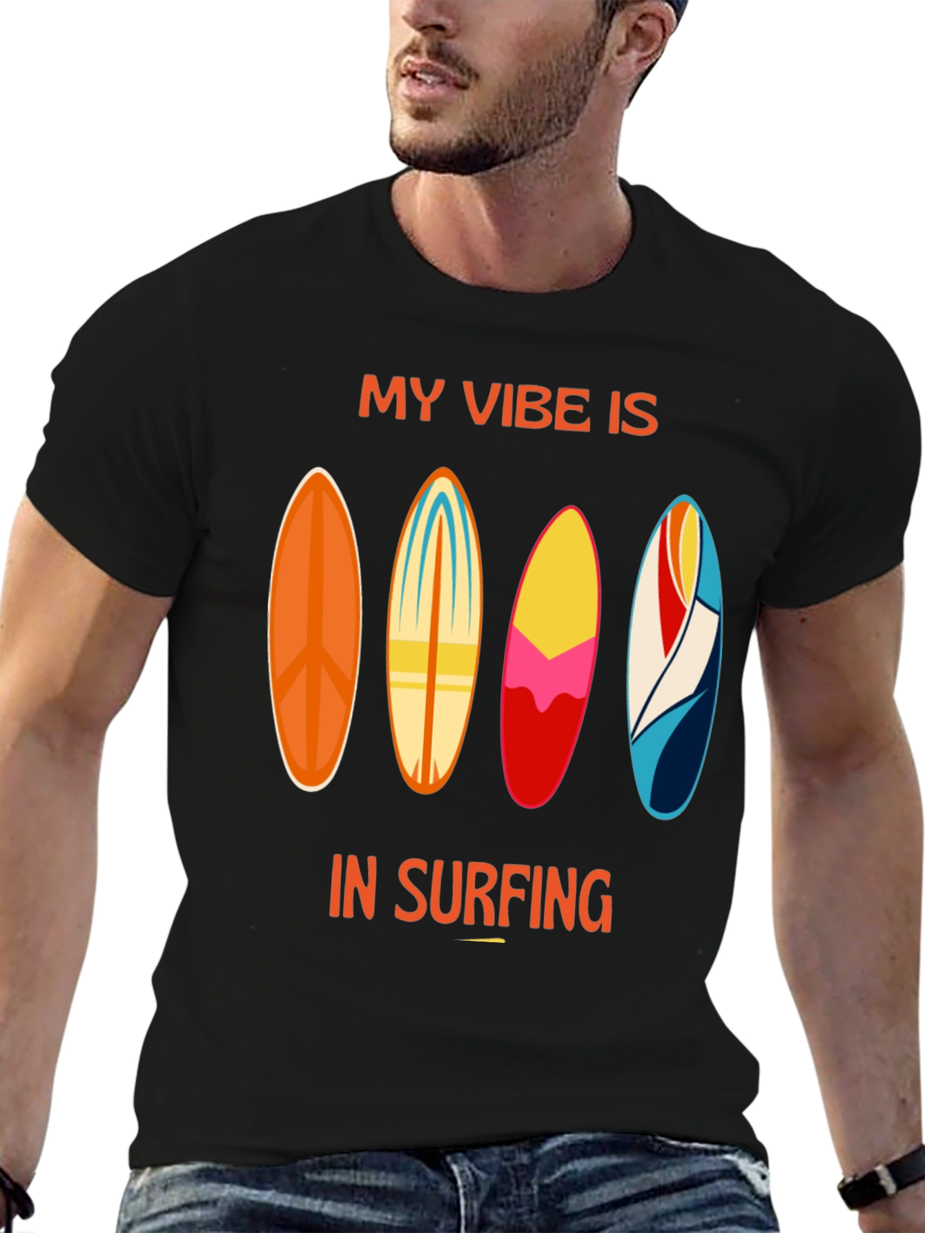 My Vibe is in Surfing Black T-Shirt